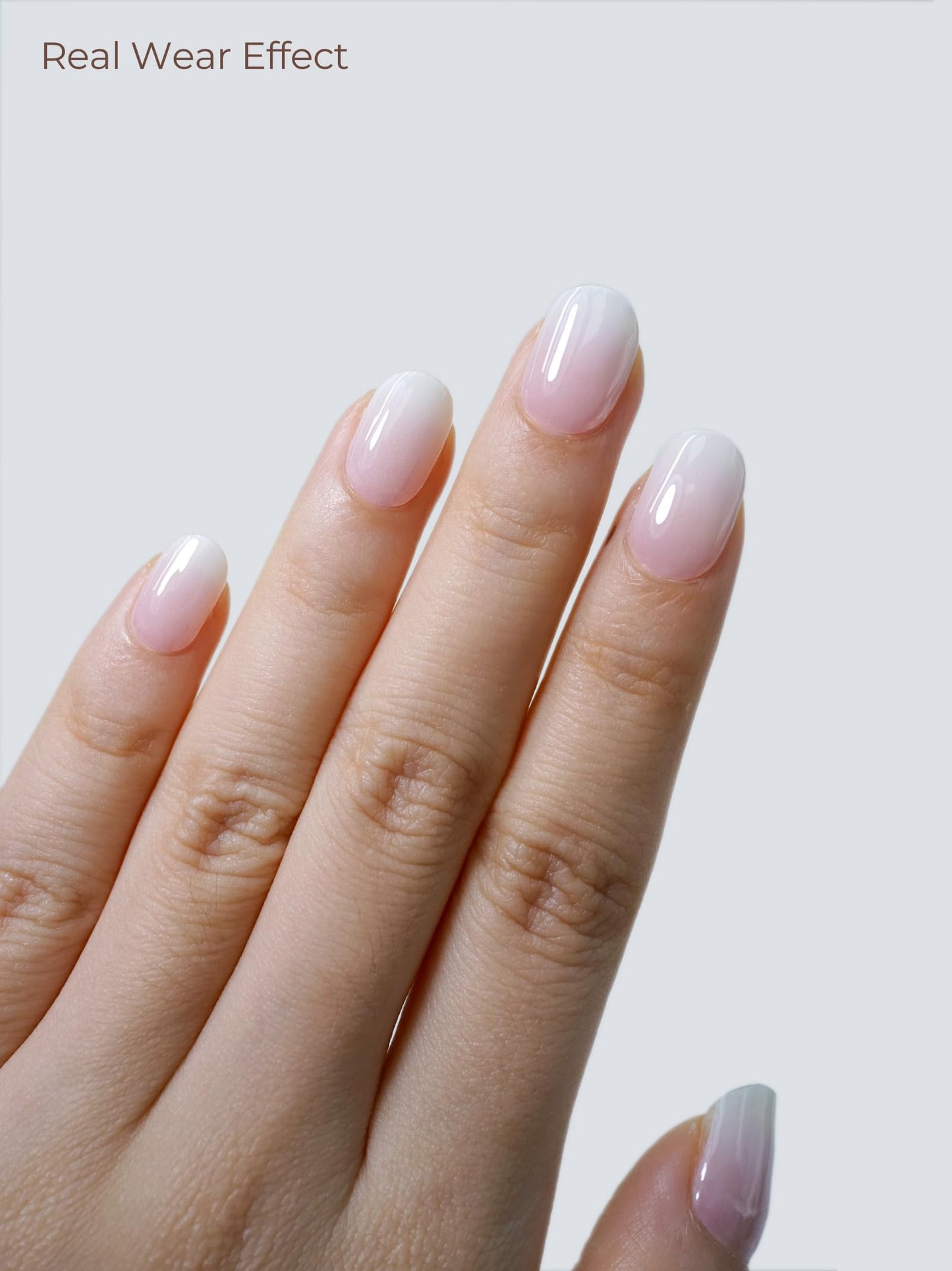 Beaolata Real Gel Nail Strips (No UV Light Needed) - 44Pcs Salon Quality Nail Stickers - Long Lasting Polish Wraps for Women, Easy Apply & Remove (Soft Swirl Pink)