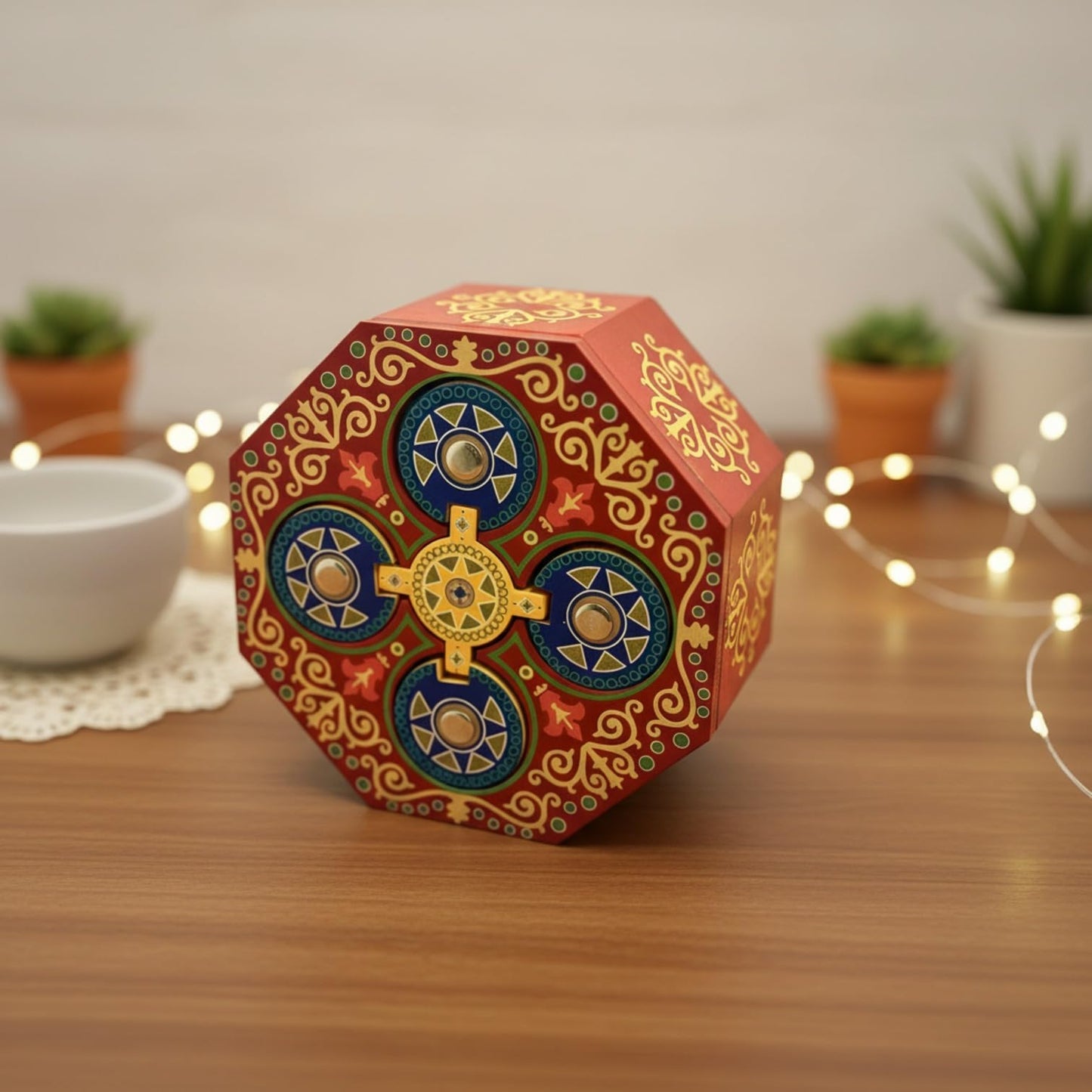 Magic Spin Secret Puzzle Box- Money and Gift Card Holder in a Wood IQ Tricky Lock Box with Hidden Compartments Brainteaser