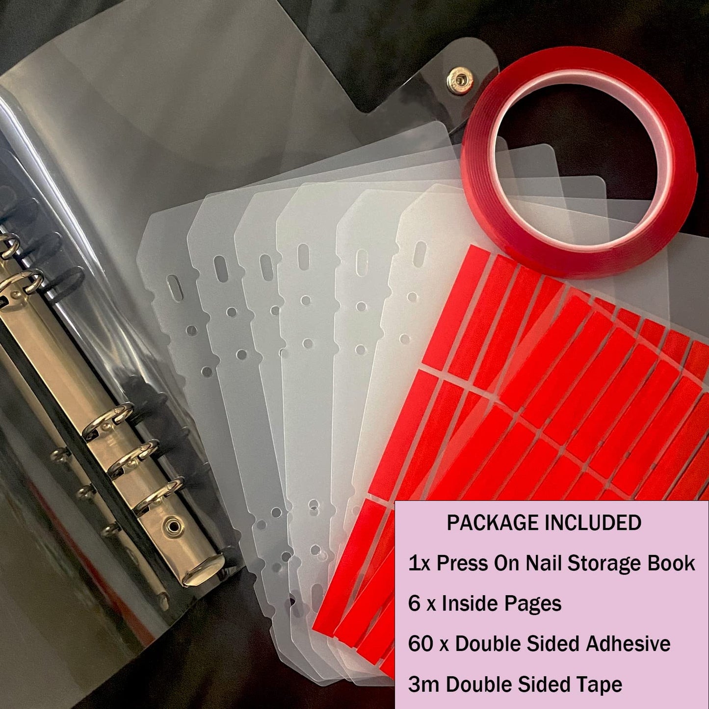 GUXACU Press On Nail Organizer 10 PCS Clear Empty Press On Nail Storage Press On Nail Packaging for Fake Nail Storage Nail Display Book Nail Salon Press On Nail Supplies Organizer with Nail Tape