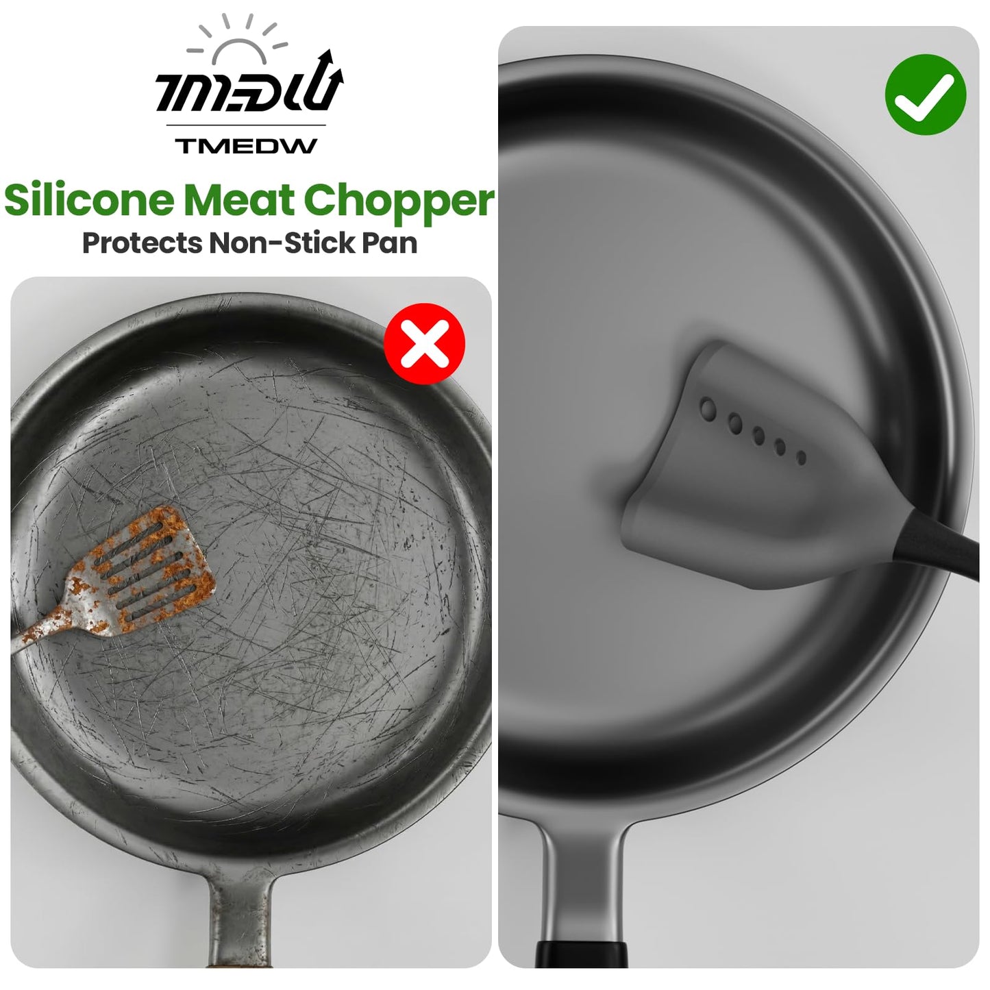 Mincing Spatula Meat Chopper Heat Resistant Hamburger Smasher Non-Stick Ground Beef Masher Versatile Kitchen Tool for Mixing Chopping Meat Potatoes Poultry