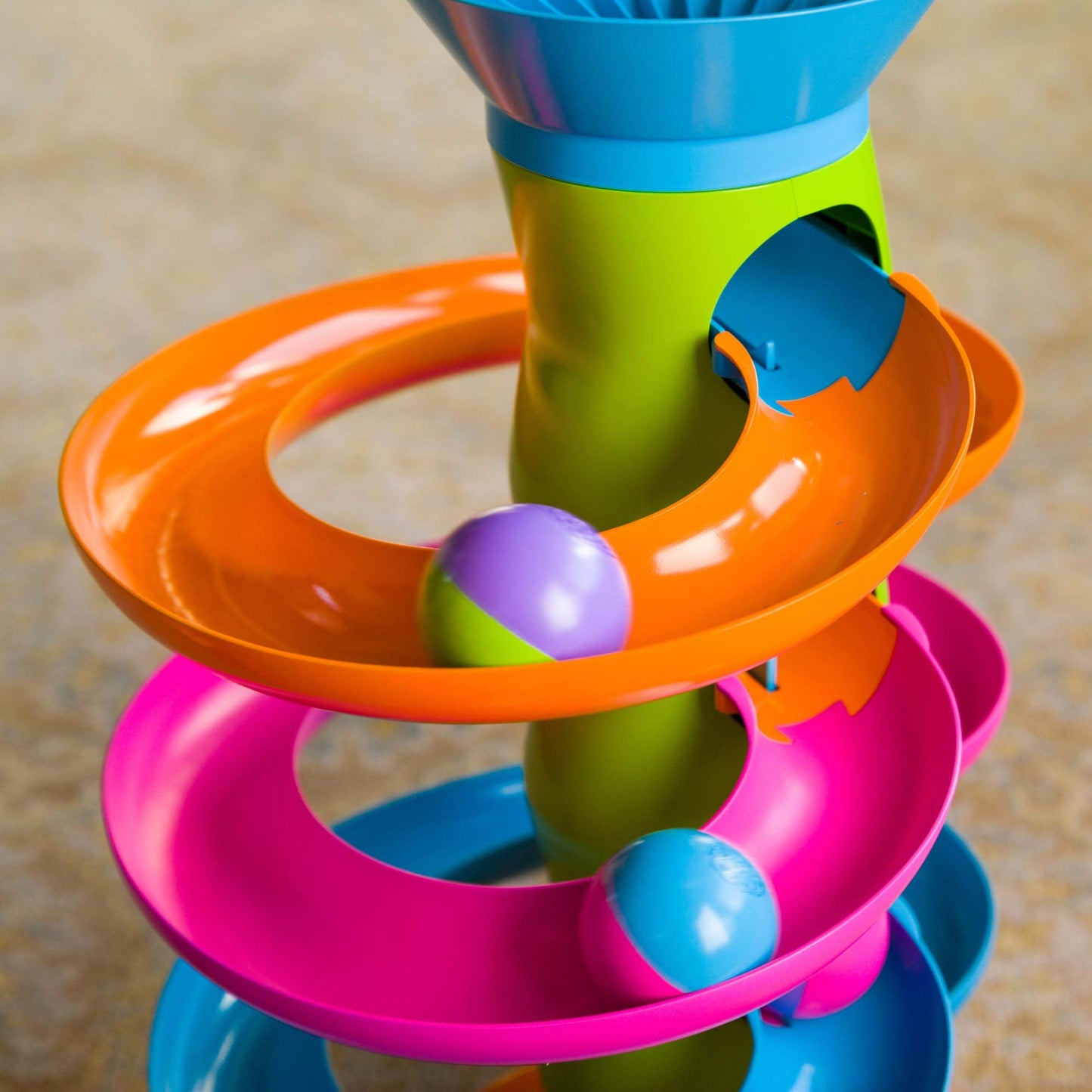 Fat Brain Toys RollAgain Tower, Cause-and-Effect Ball Run for Toddlers and Kids, Ball Drop Toy