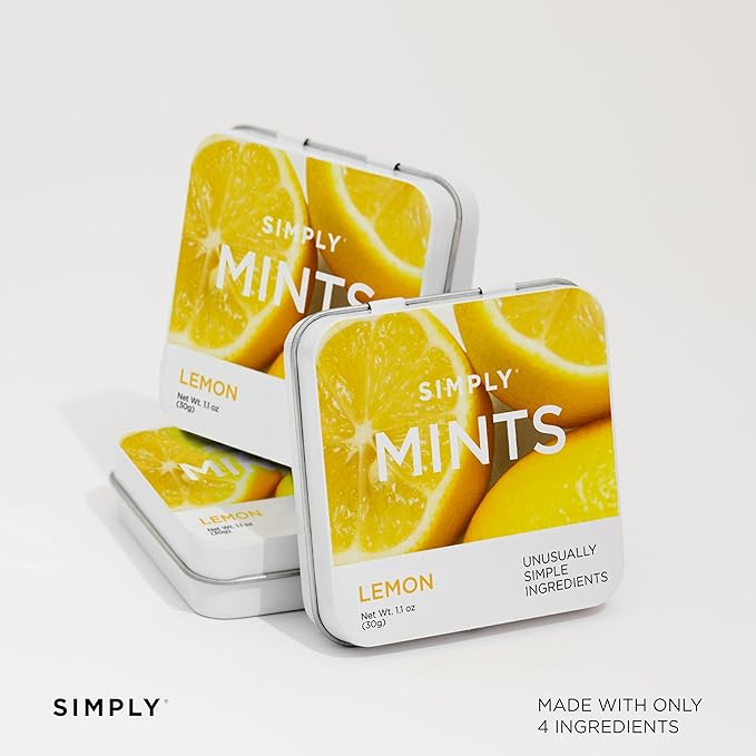 SIMPLY Mints | Peppermint & Lemon Breath Mints Variety Pack | Pack of Six (180 Pieces Total) | Zesty & Refreshing + Aspartame-Free + Vegan + non-GMO