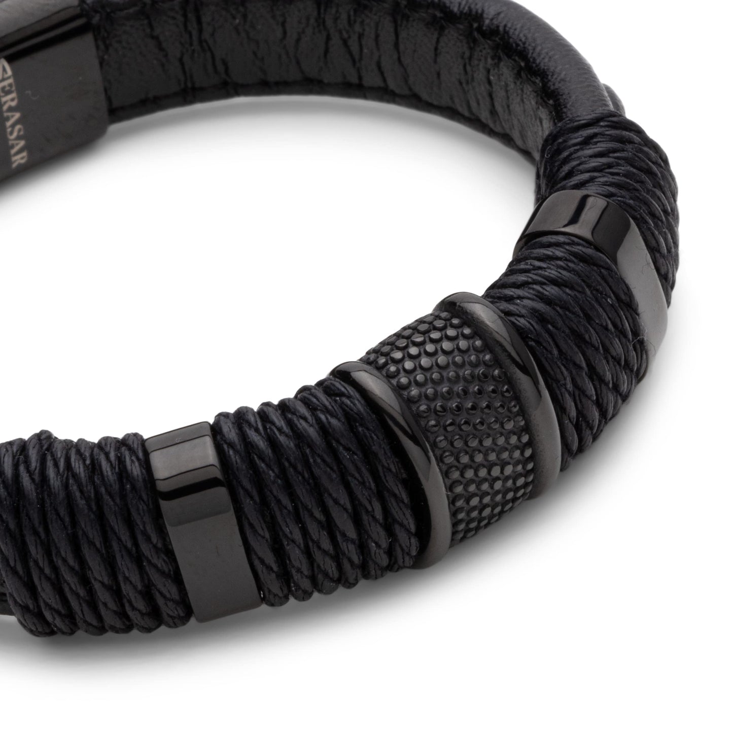 SERASAR Mens Leather Bracelet 20cm Black Men Gift Box Genuine Braided Adjust Able Magnetic Clasp Multi Layer Wrap Rope Man Mans Bracelets Jewelry Magnet Accessories