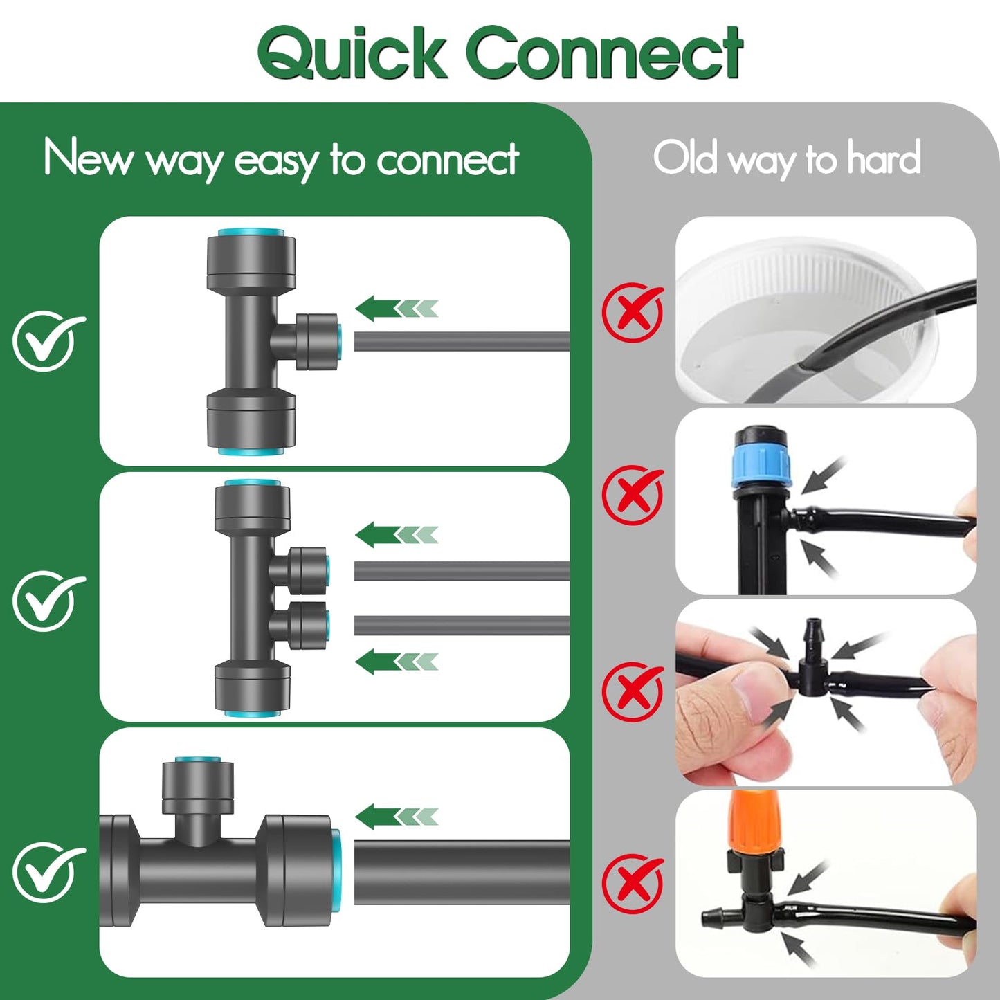 CyberOrd 98FT 1/2" Drip Irrigation System Kit with Smart Water Timer for Garden,Automatic Watering System with 20pcs 360° Adjustable Copper Nozzles, Irrigation System for Garden,Yard, Lawn,Greenhouse