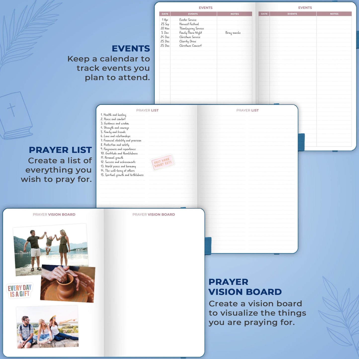 Clever Fox Daily Faith Journal – Guided Prayer, Gratitude & Bible Study Notebook – Faith Based Gifts & Journaling Supplies for Women (Mystic Blue)