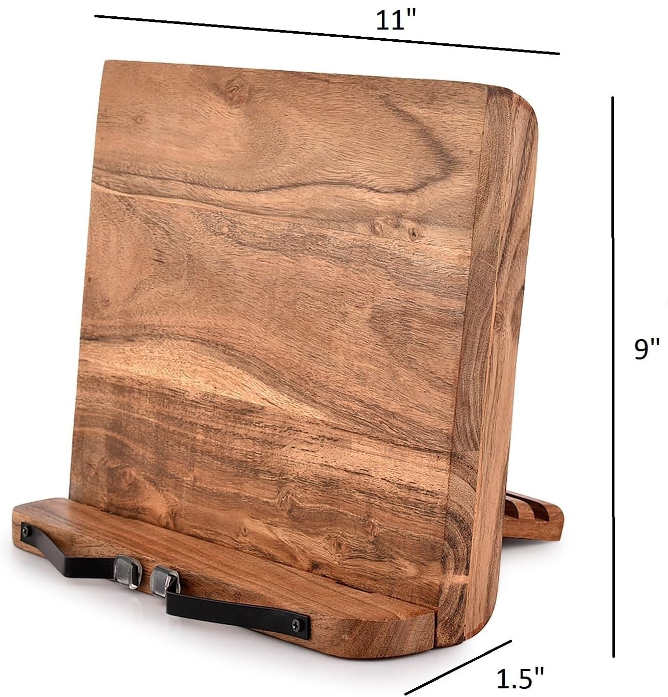 NIRMAN Acacia Wood Book Stand Adjustable Angle Reading Book Holder for Textbook, Receipe, Music Books, Tablet for Home Office Kitchen Lightweight Bookstand (11" x 9" x 1.5")
