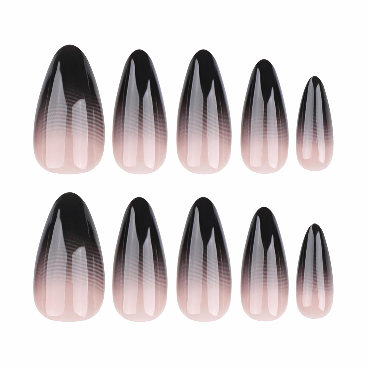 BABALAL Press on Nails Almond Medium Fake Nails Black Goth Glue on Nails Halloween Acrylic Nails Vampire Stiletto False Nails 24Pcs Punk Stick on Nails