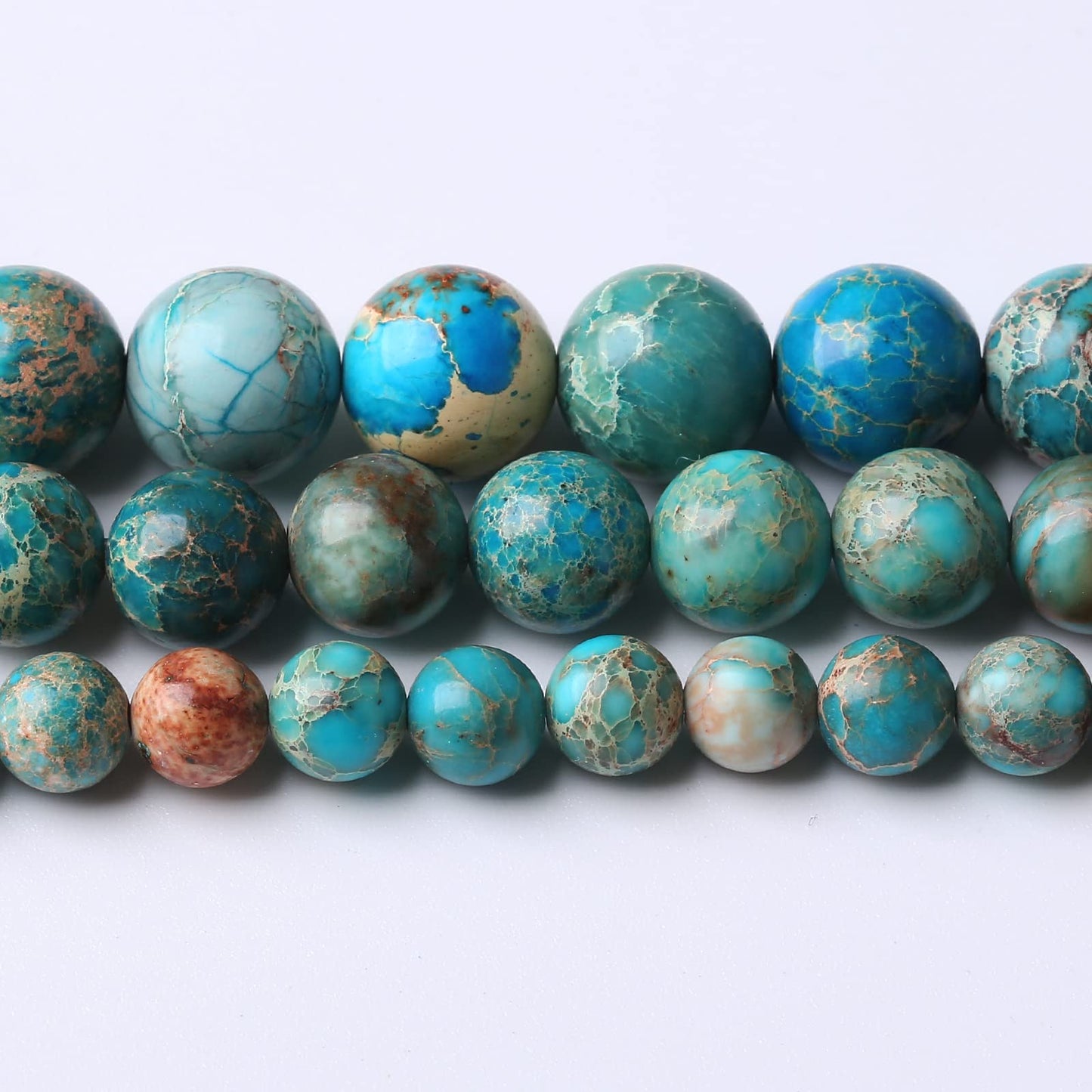 45PCS 8MM Natural Blue Imperial Jasper Stone Beads Round Shape Suitable for Jewelry DIY Bracelet 15 Inches