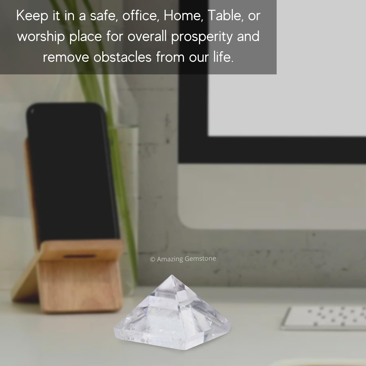 Amazing Gemstone Premium Clear Quartz Pyramid Crystal Healing Stones - 1" Great Pyramid Figurine of Natural Stone Pyramid for Meditation, Reiki, Chakra Balancing and Crystal Pyramids Grid