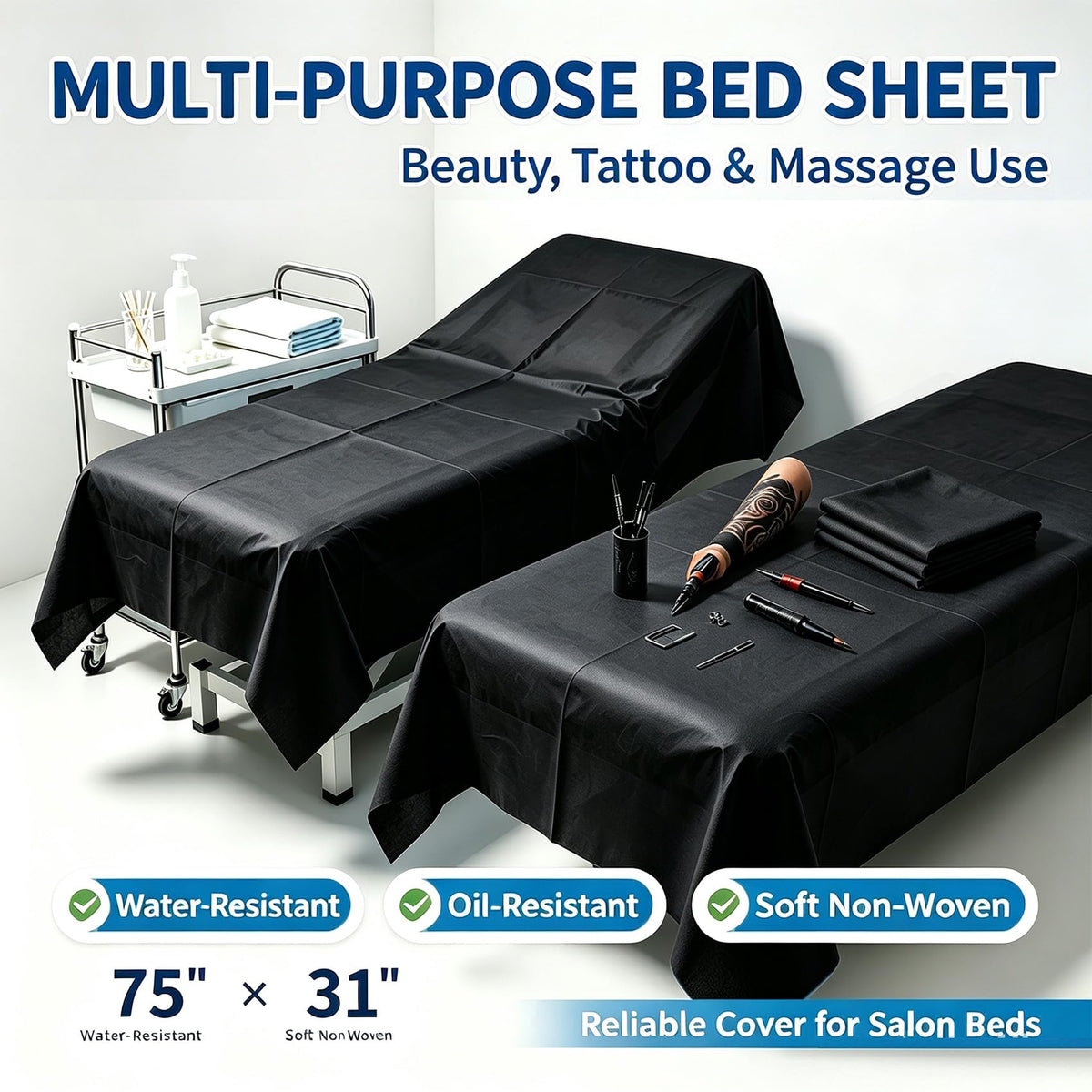 50 PCS Massage Table Sheet Disposable Spa Bed Cover 75"x31" Oil (50 Count)