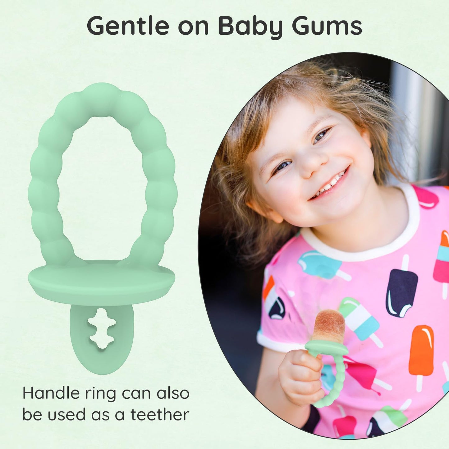 btrfe Baby Ice Lolly Mould, Silicone Petite Pops, Baby Popsicle Mold Set Tiny Pops and Teether for Infants 4+ Months Teething Relief, Baby Essentials