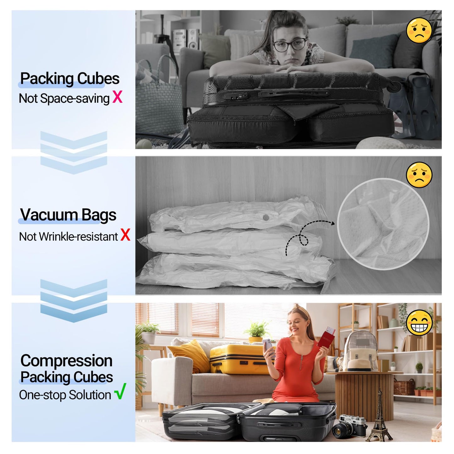 10 Set Compression Packing Cubes for Travel Essentials,Compressible Expandable Packing Cubes for Suitcase,OlarHike Luggage Organizer Bags for Travel,Handy Helper for Organizing Clothes(Black)