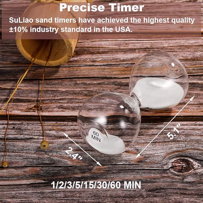SuLiao Hourglass 3 Minute Sand Timer: 5.1 Inch White Sand Clock, Large Sand Watch 3 Min, Hour Glass Sandglass for Kids, Games, Classroom, Home, Desk, Office Decor