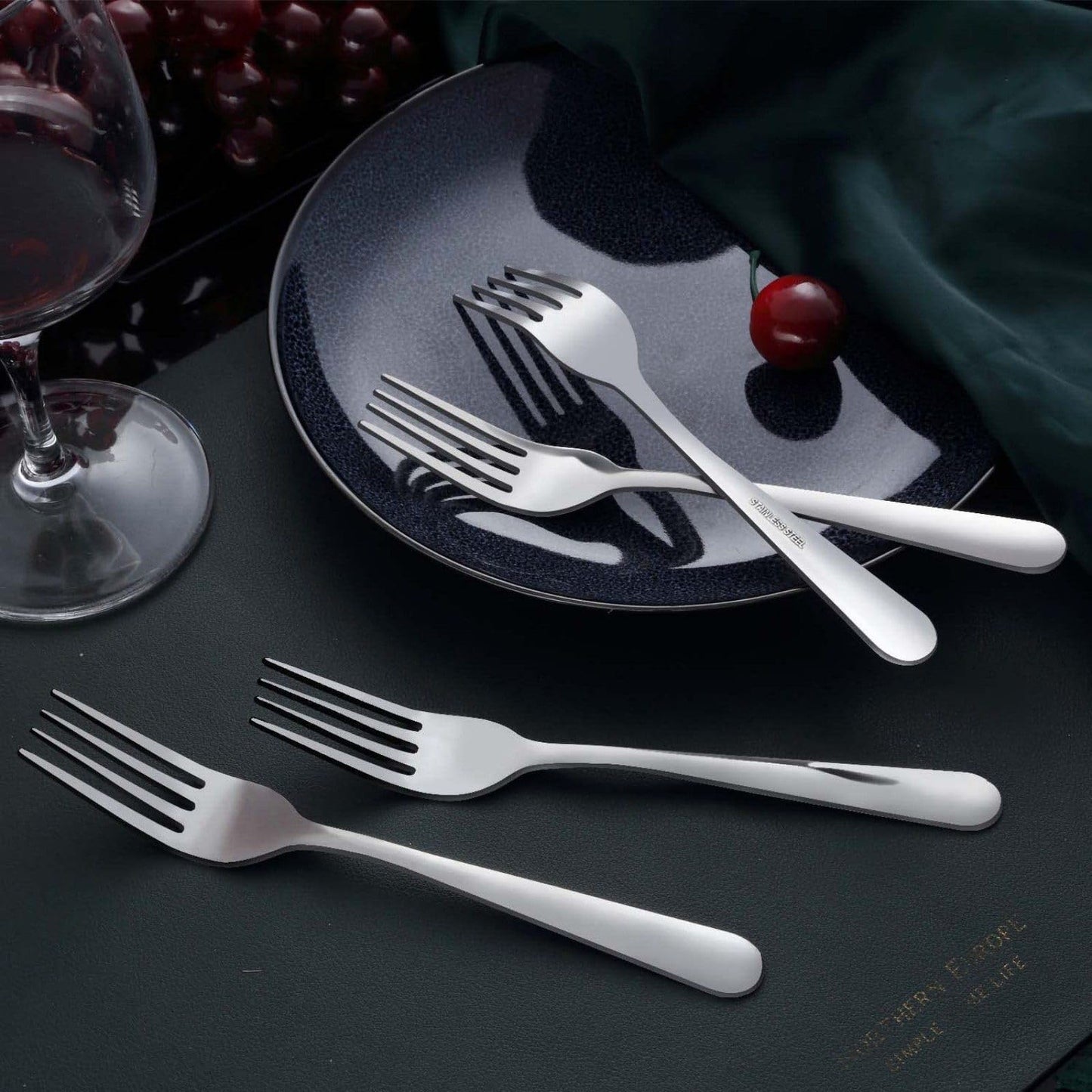 Unokit 24-Piece Stainless Steel Dinner Forks Silverware - 7.1 Inch Silver Dinner Forks Set of 24, Forks Set, Flatware Forks for Home, Kitchen or Restaurant, Mirror Polished, Dishwasher Safe