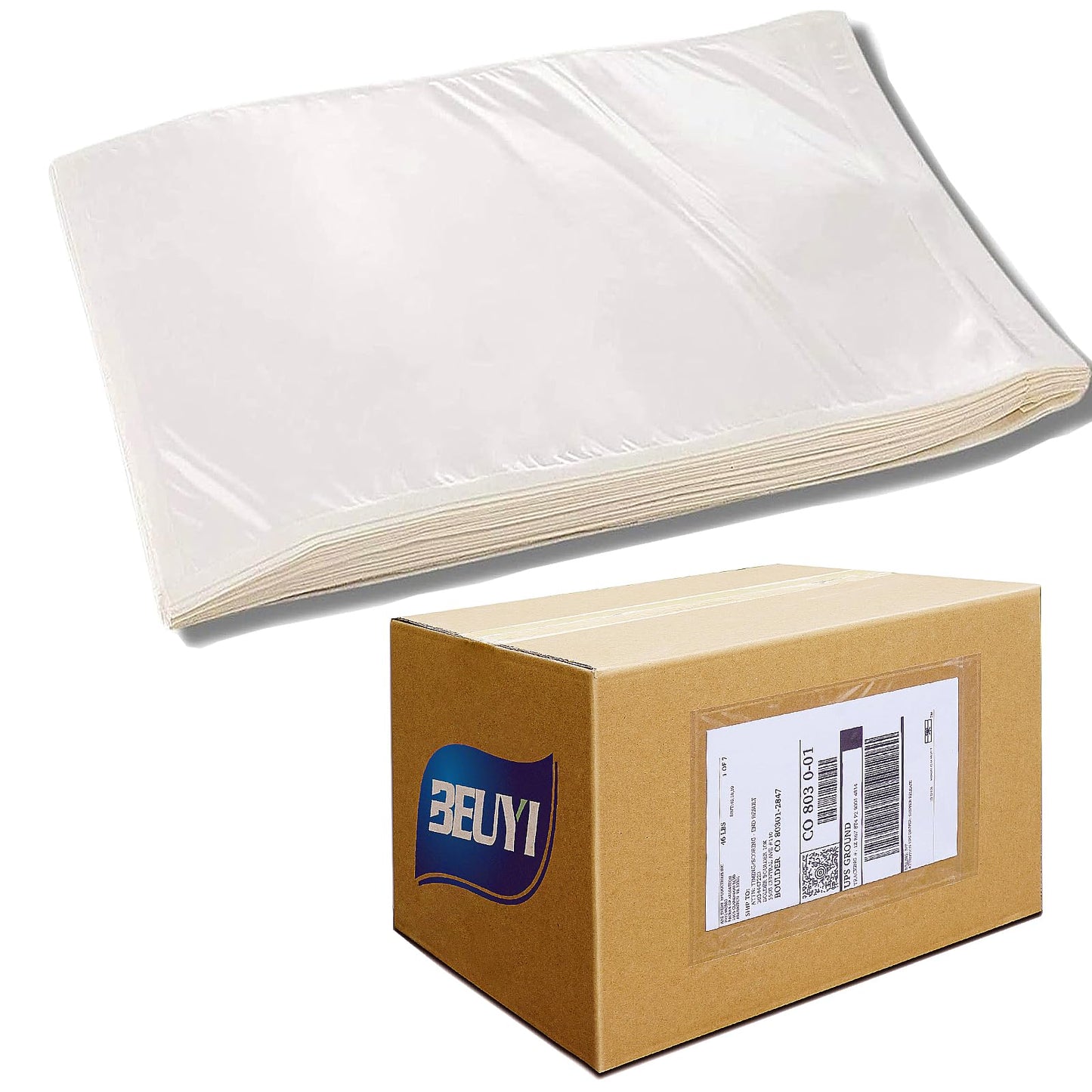 BEUYI (500 Pcs) 2.5 Mil Premium 7" x 10" Clear Adhesive Shipping Label Sleeves,Packing Slip Documents Envelopes Pouches
