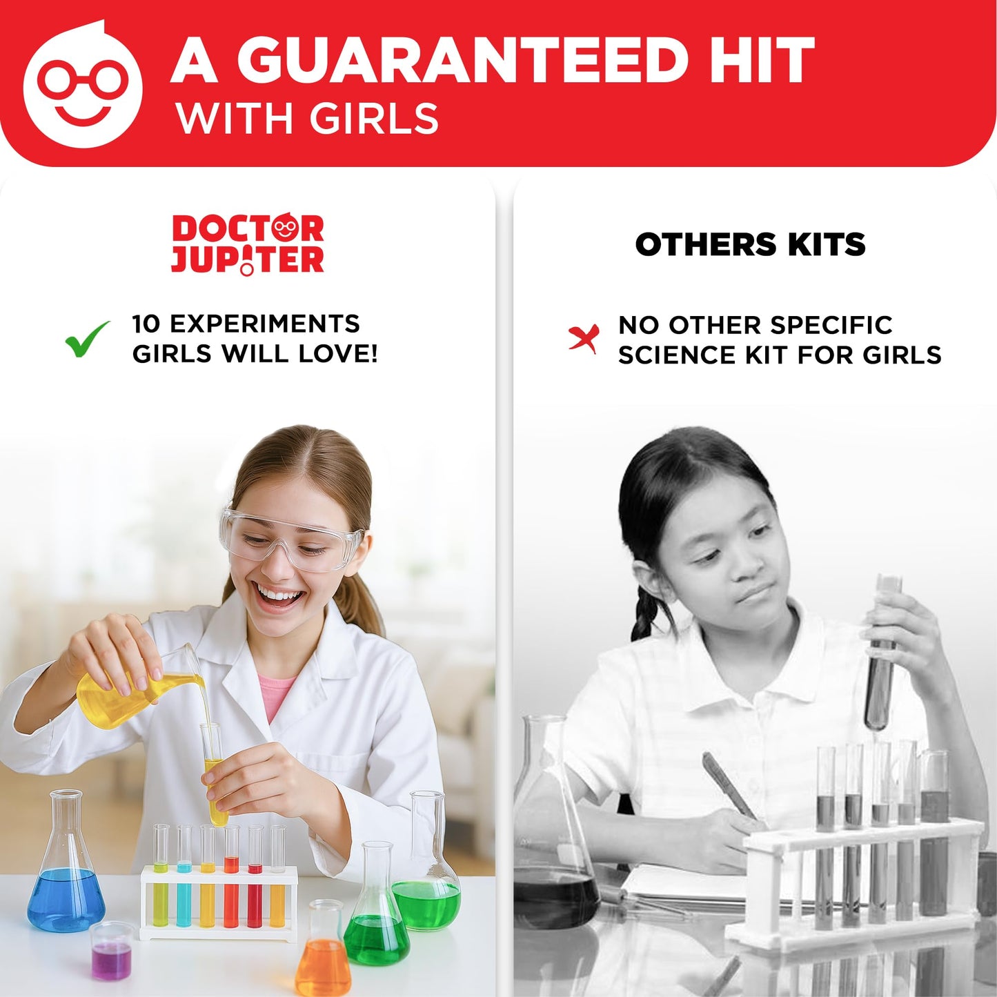 Doctor Jupiter Explosive Science Kit for Girls Ages 8-10-12-14 | Birthday Gift Ideas for 8,9,10+ Year Olds | Chemistry Set, STEM Toy Kit with 10 Experiments | Learning & Educational Projects