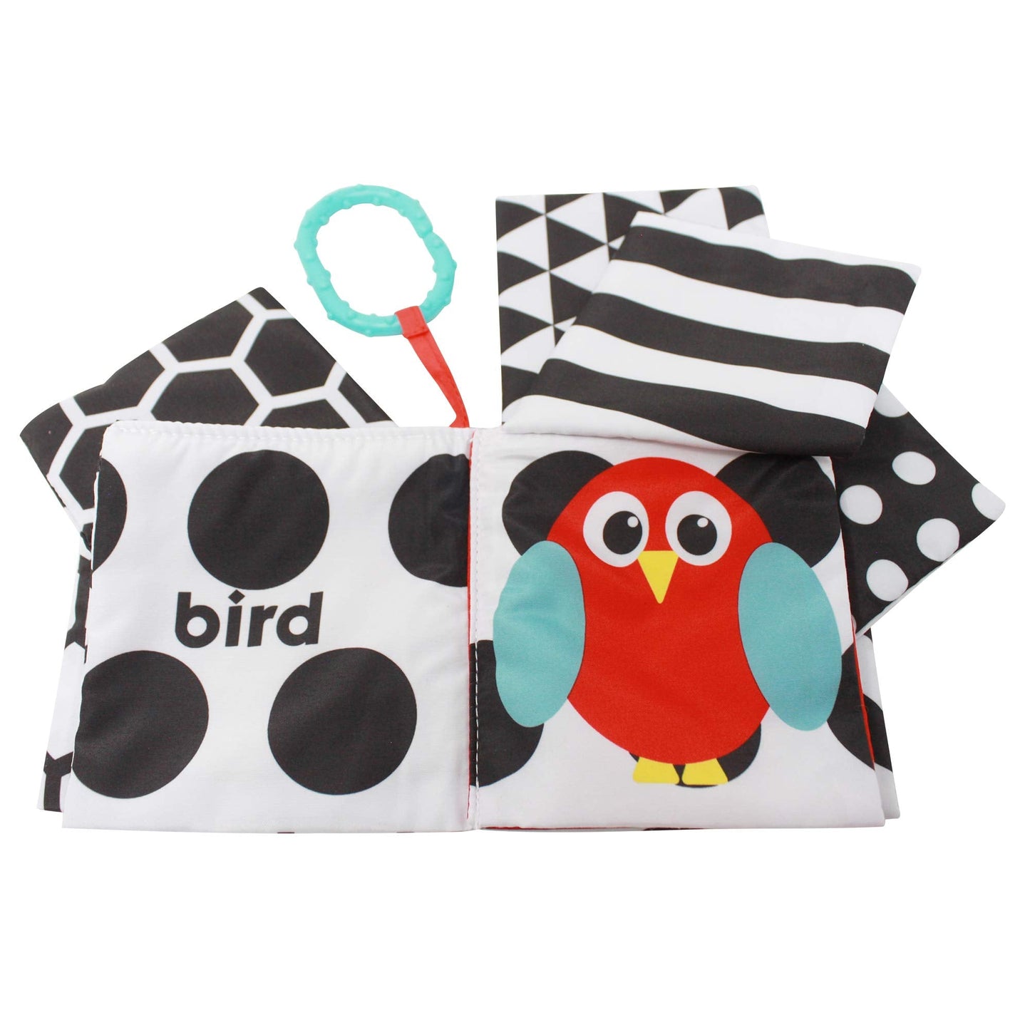 Sassy Peek-a-Boo Activity Book with Attachable Link for On-The-Go Travel,Sensory Play,Black & White,Ages 0+ Months,(Pack of 12)