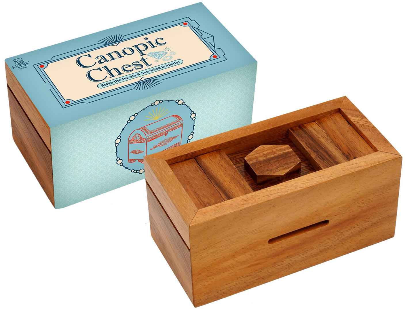BSIRI Canopic Chest Challenging Brain Teaser Wooden Mind Puzzles and Use as Money Stash Jewelry 3D Puzzle Lock Box Gift Card Money Puzzle for Cash Gift