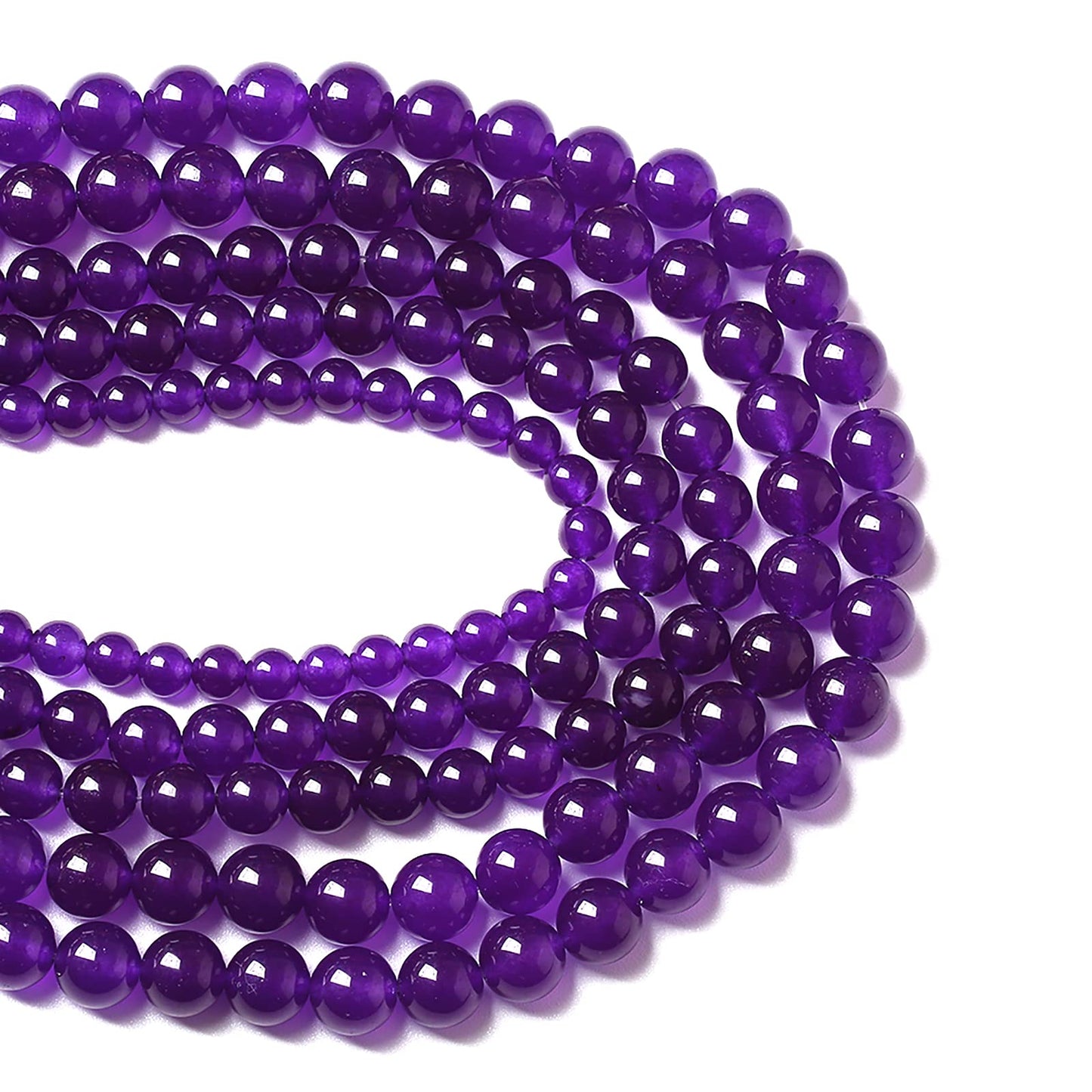 60pcs 6mm Natural Amethyst Jade Stone Round Loose Spacer Beads for DIY Jewelry Making Necklaces Bracelets Healing Energy Beads (6mm, Amethyst Jade)