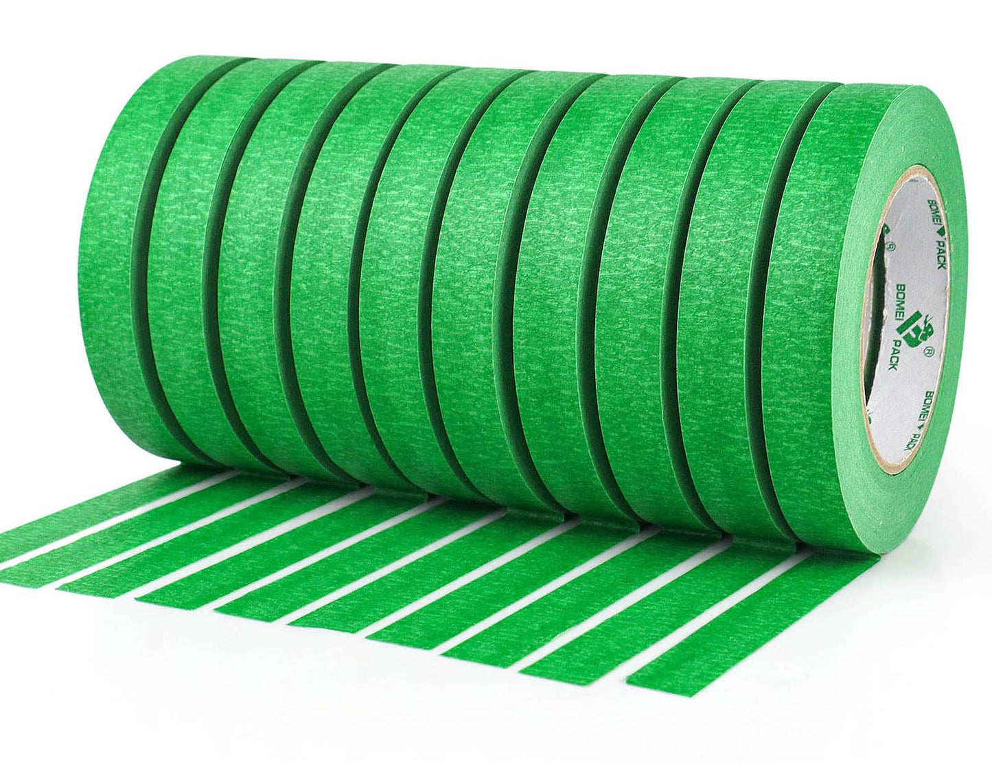BOMEI PACK 10Rolls Green Painters Tape, General Purpose Green Masking Tape 0.75inch x 55yds, for Painting,Labeling,DIY Crafting,Decoration and School Projects, Total 550yds