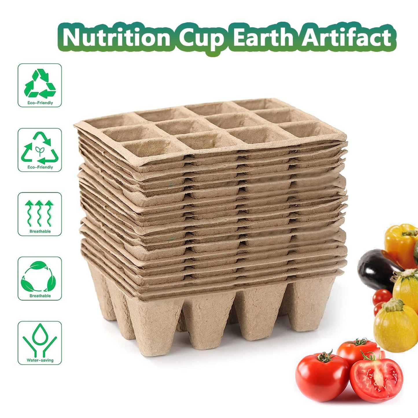 Doubleggs 240 Cells Seed Starter Tray, 20 Pack Biodegradable Peat Pots with 200 Labels, Plant Starter Kit for Seedlings