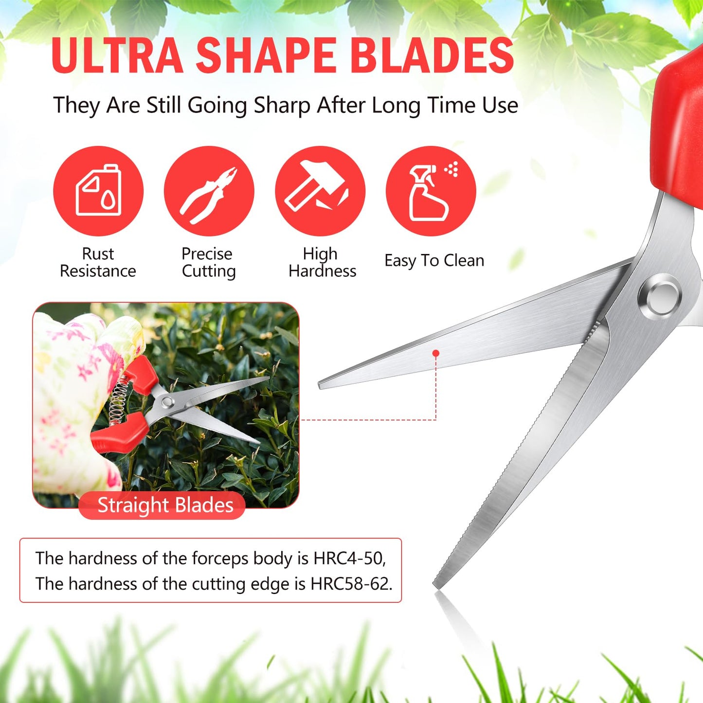 Lasnten 30 Pcs Pruning Scissors Bulk 7.2 Inch, Bud Trimming Scissors with Stainless Steel Straight Blade & Spring Loaded Handle, Garden Snips for Precise Cutting Bonsai Flowers Plants Gardening (Red)