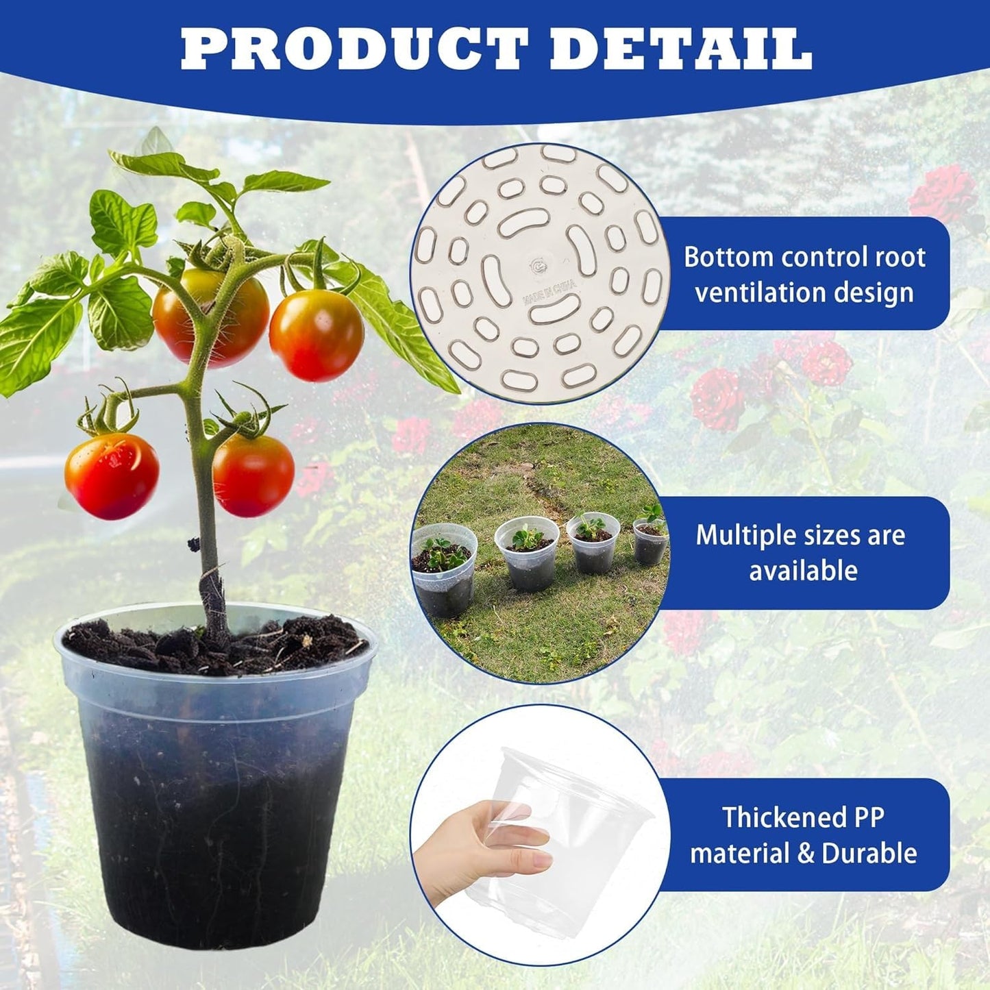 Hourleey 36 Pack 4/5/6/7 Inch Clear Nursery Pots for Plants, Plant Pots with Drainage Holes, Transparent Seedling Pots for Seed Starters Planter Flower