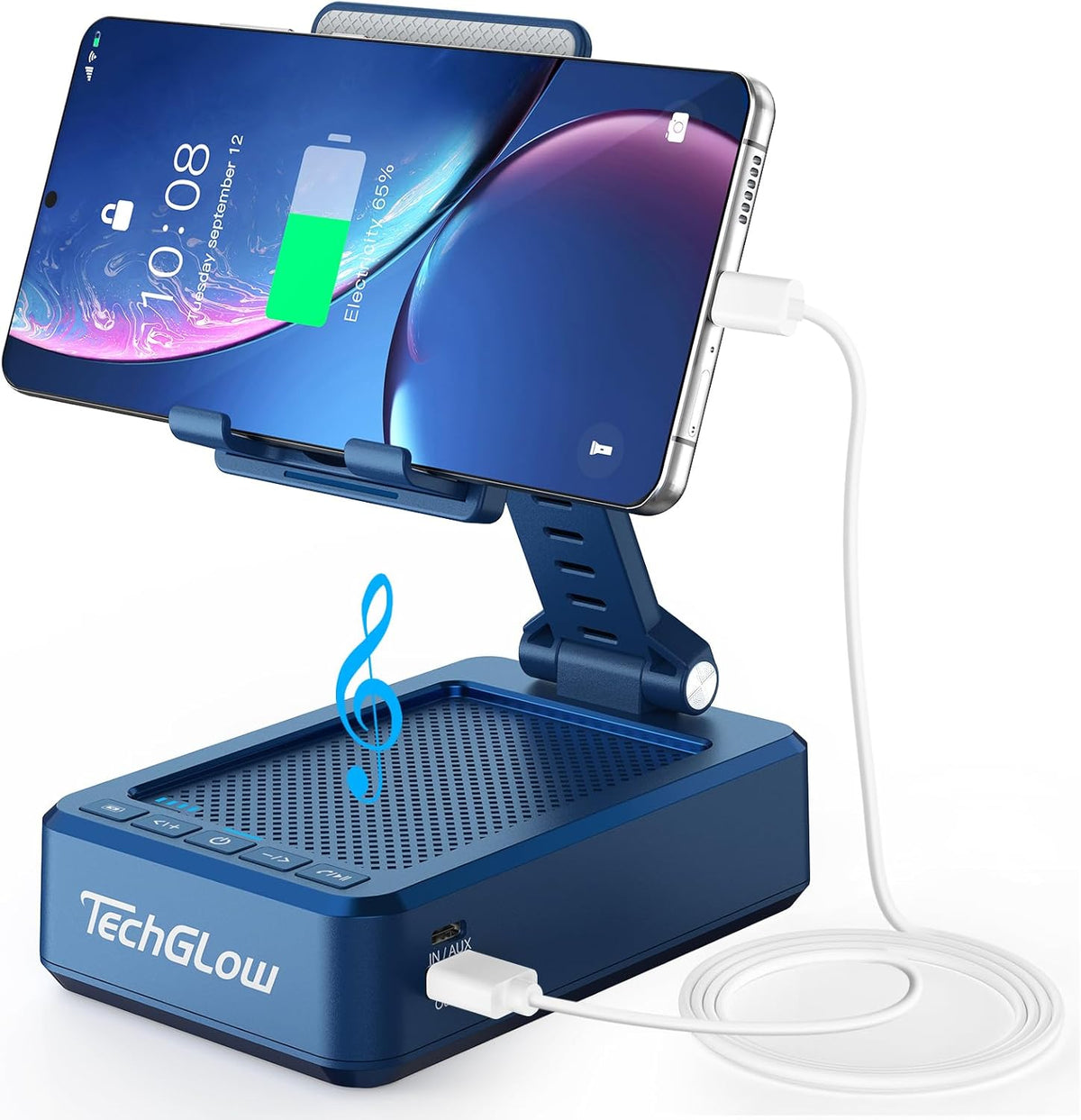 TechGlow Gifts for Men Women Foldable Cellphone Stand with Bluetooth Speaker and Power Bank Birthday Gift Idea for Mom Dad Cool Gadget Tech Gifts-Blue