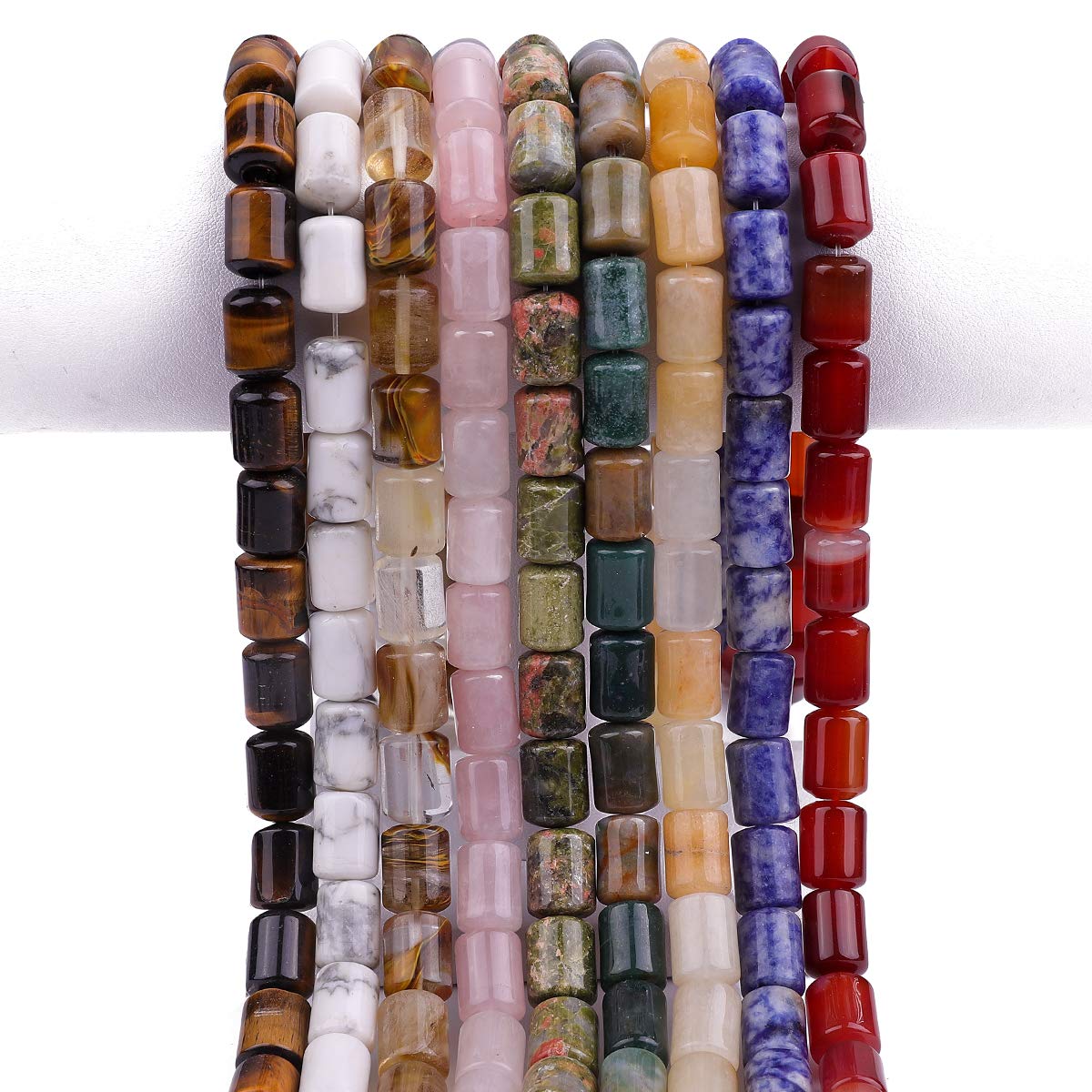 BEADIA Natural Indian Agate Cylinder Stone Loose Semi Gemstone Beads for Jewelry Making 10mmx14mm 38cm