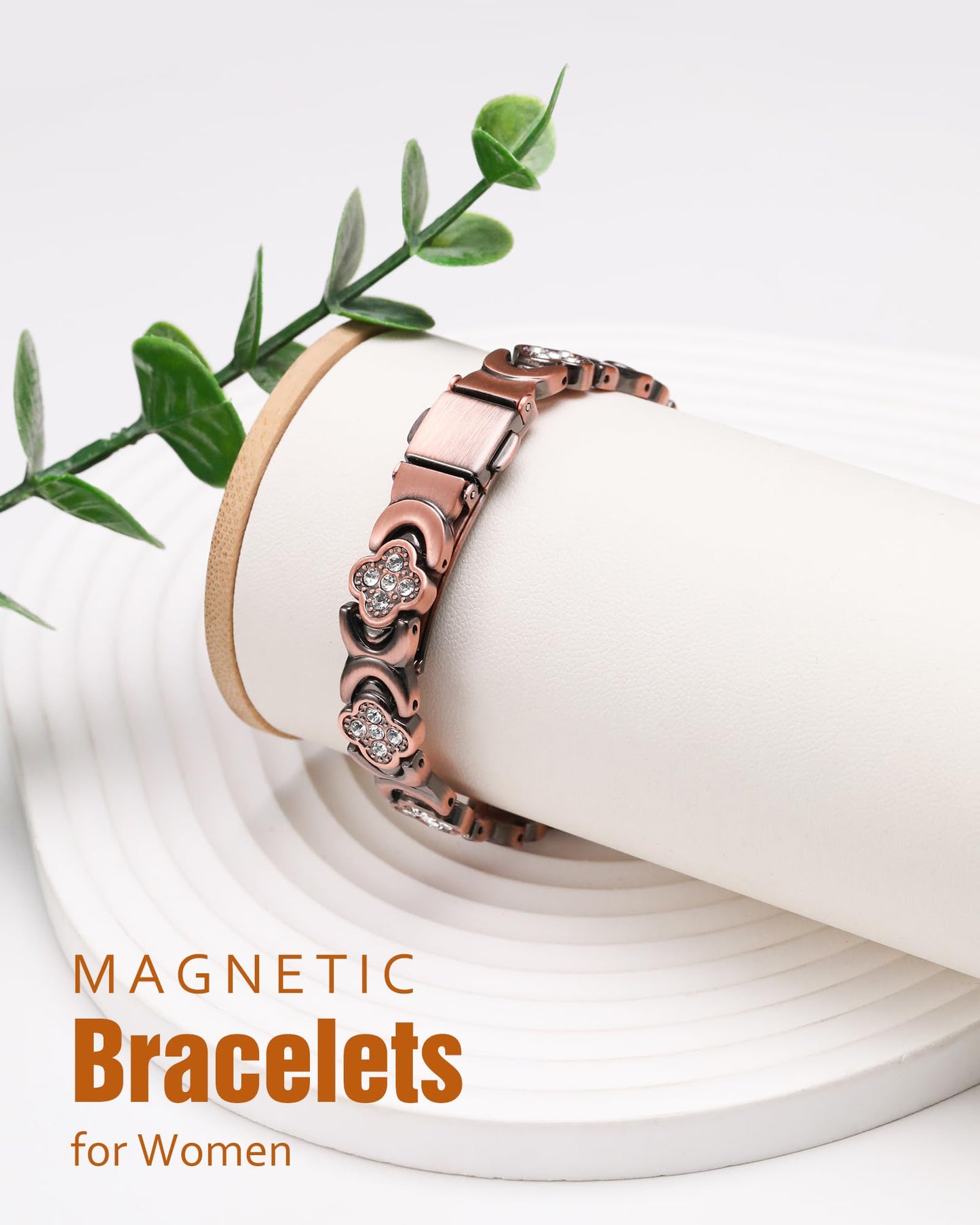 Jecanori Copper Magnetic Bracelets for Women&Ring, Pure Copper Bracelet with 3500 Gauss Magnets,Ideal Gift