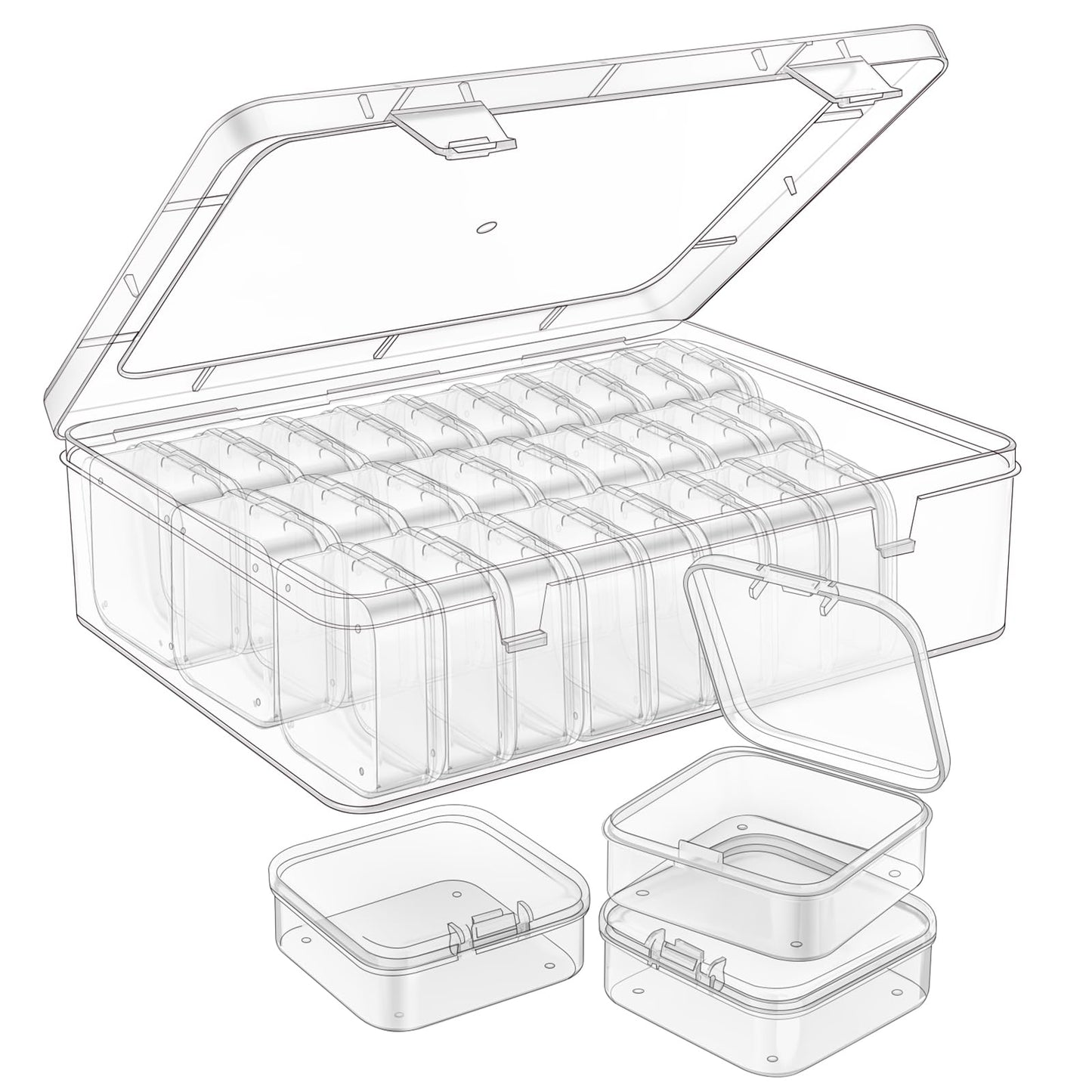 Mathtoxyz Bead Organizer Box, 90Pcs Small Bead Organizers and Storage Plastic Cases Mini Clear Bead Storage Containers Boxes with Hinged Lid and Rectangle for Bracelet Making DIY Jewelry Craft Nail