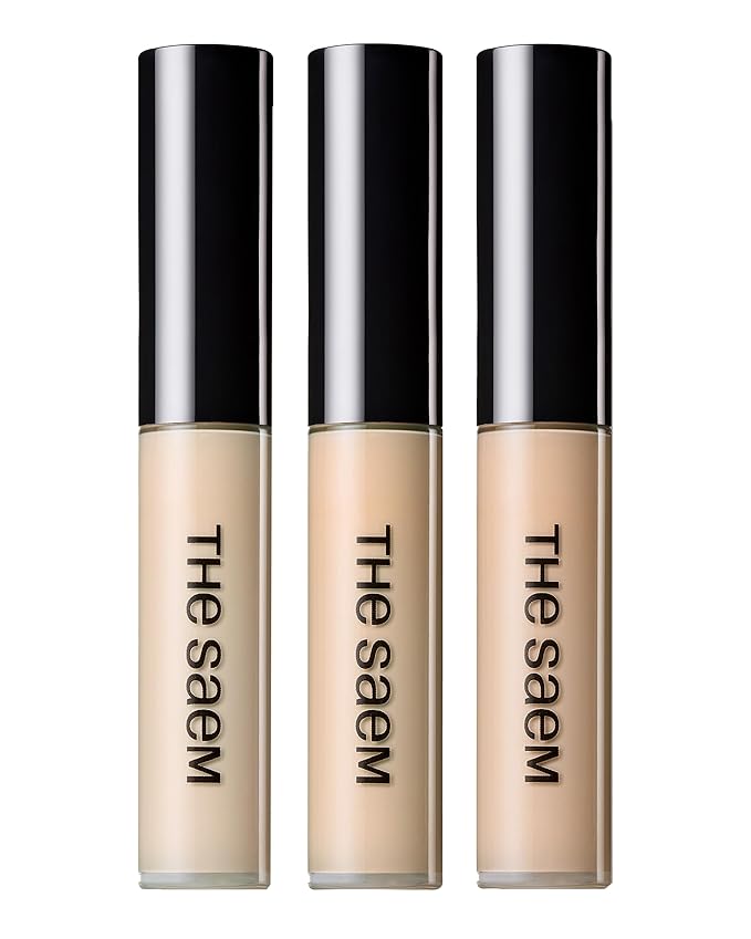 THESAEM Cover Perfection Tip Concealer 3 Color Set, Liquid Multi-Use Concealer, Full Coverage Makeup for Acne Dark Spots Dark Circles Hyperpigmentation and Blemishes, 0.2 fl.oz. (#1, #1.5, #2)