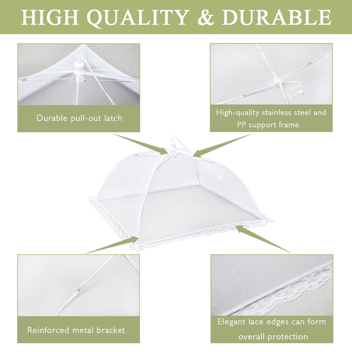 Wokuya 7Pack Various Size (40x24*1,17x17*2,14x14*2,12x12*2) Pop-up Food Tents Food Covers for Outside Mesh to Keep Bugs away,Reusable Collapsible Food Nets for Picnic Party BBQ Wedding Fruit