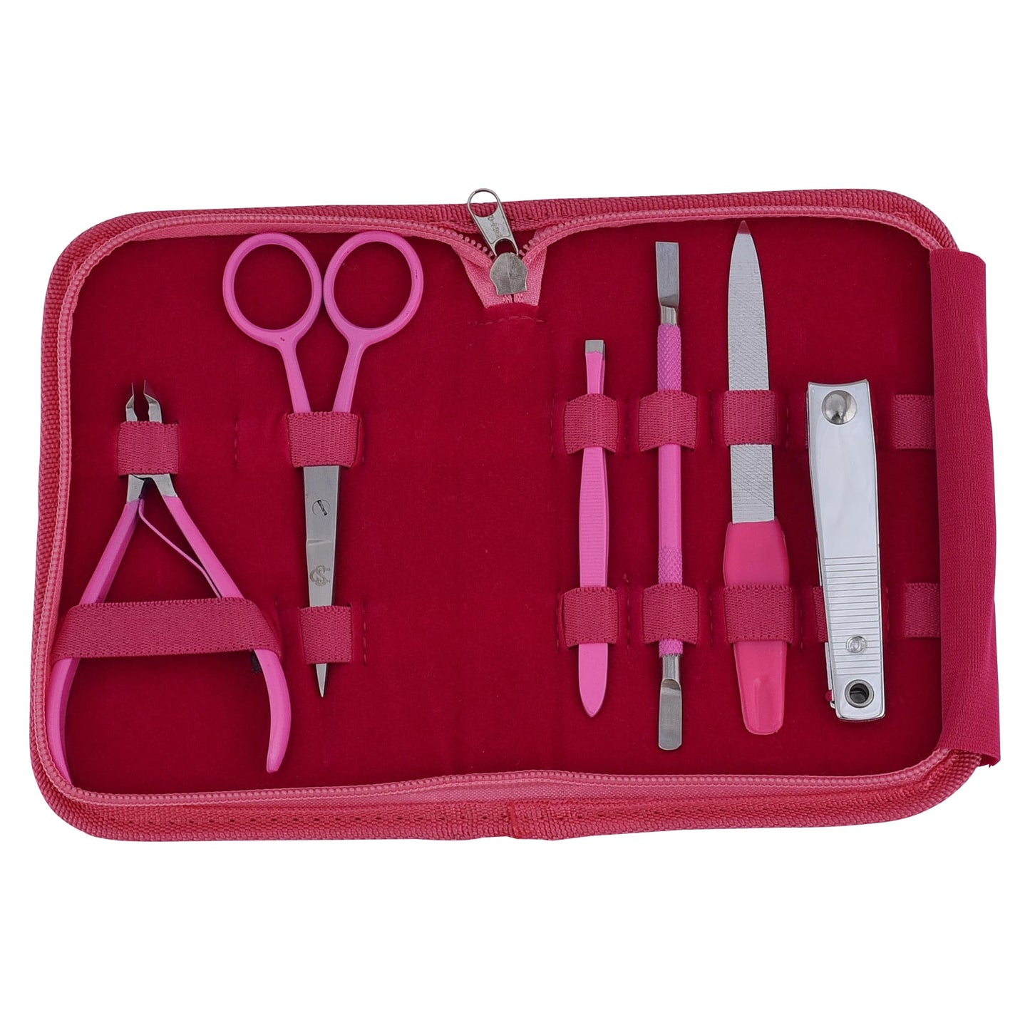 Professional Manicure Pedicure Set – Nail Clippers Kit with Cuticle Trimmer, Nail File, Scissors & Grooming Tools in Portable Travel Case for Men & Women - Pink