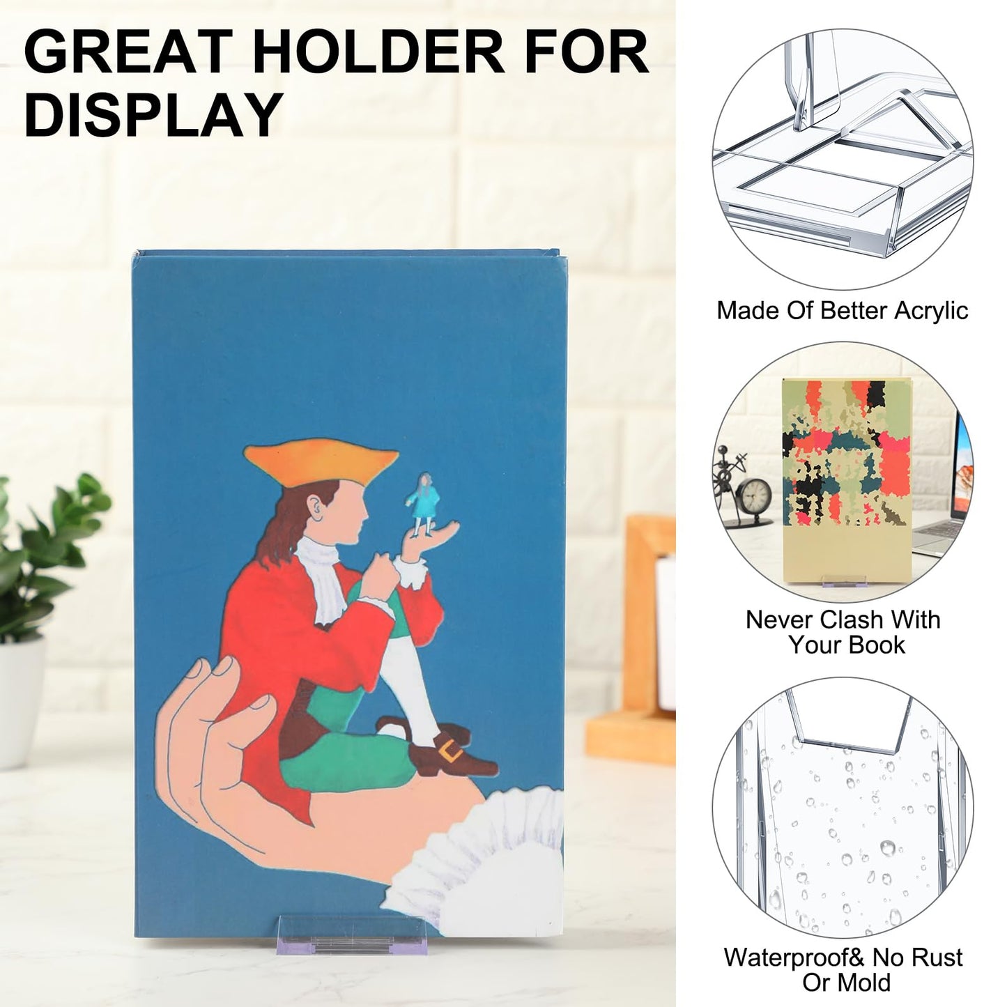 Memorywuu 12 Pack Acrylic Book Stand for Display Adjustable Clear Display Holder Easel Collector Stand for Home Office Back to School Comic Album CD Magazine Postcard Artworks (4.2 x 4.3 x 2.35 Inch)