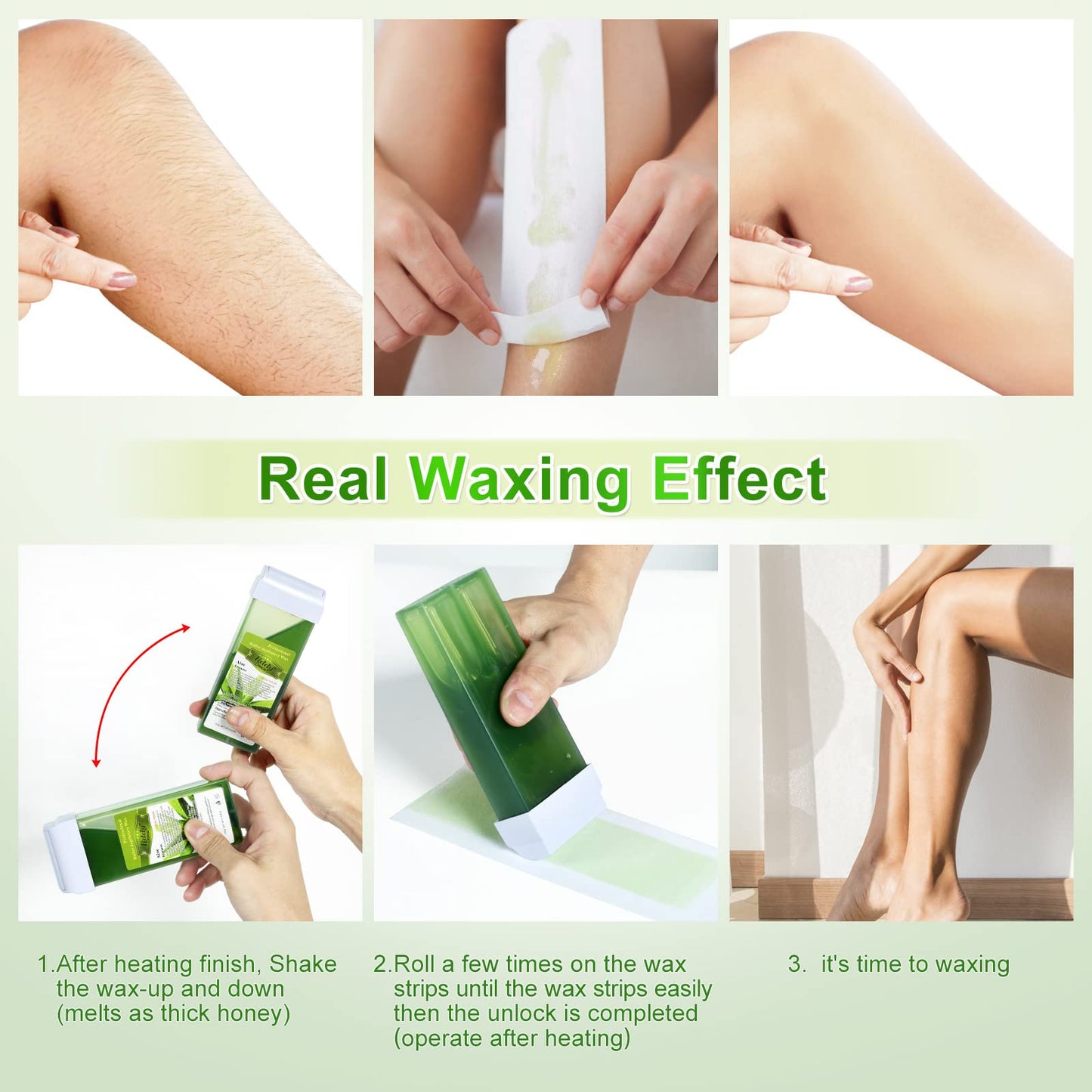 Liddy Dance Hair Removal Wax, Wax Refill, Soft Wax Roller Cartridge for Roll on Waxing Kit, Aloe Depilatory Rolling Wax for Sensitive Skin, 4 Pack (14.1 OZ)