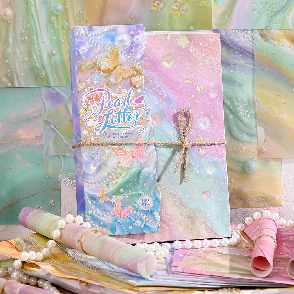 icceemee 160 Sheets of Pearlescent Scrapbook Paper, journaling Scrapbook Supplies Craft Collage Paper Set, Junk Journal Bullet Journal Poster Room Decor for Card Making Decorative Gifts