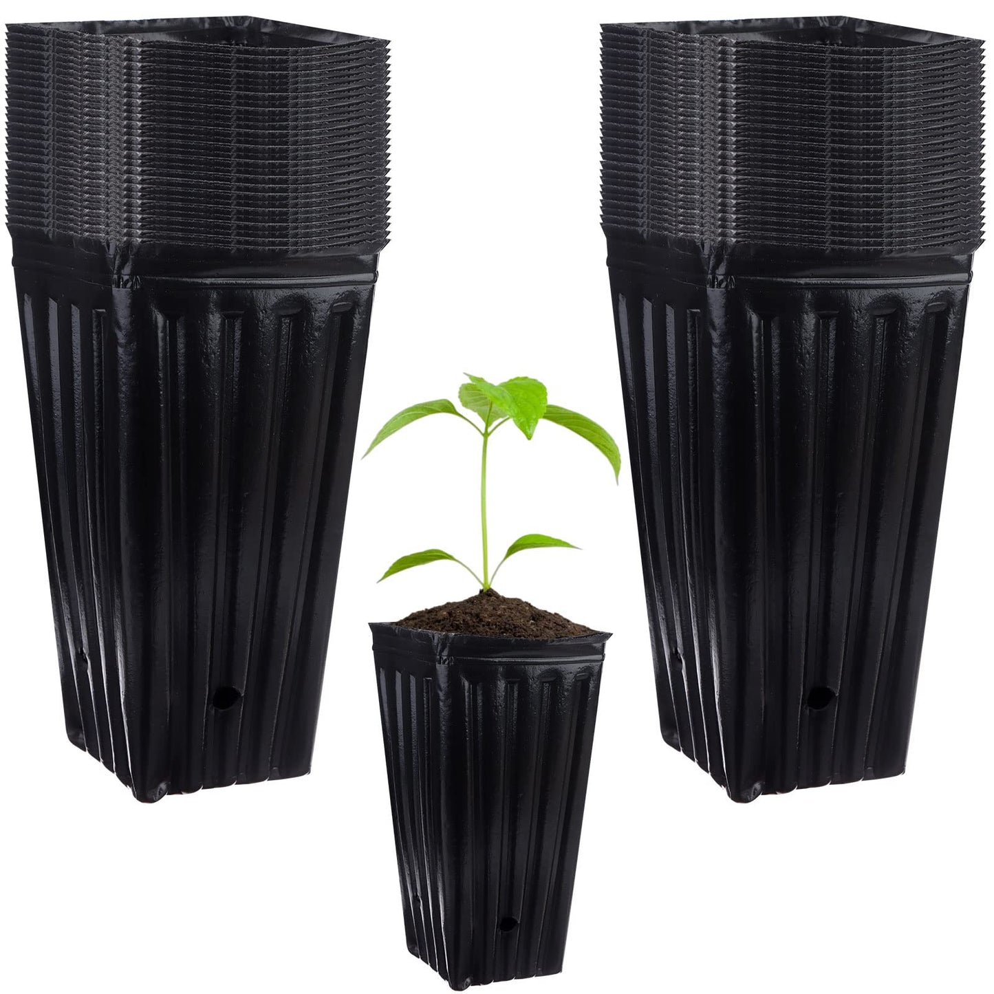 70Pcs Tall Tree Pots 7.84 In Plastic Deep Nursery Treepots Tall Seedling Flower Plant Container Pots with Drainage Holes Seedling Nursery Bags Black Tree Tubes for Seedlings for Indoor Outdoor Plants