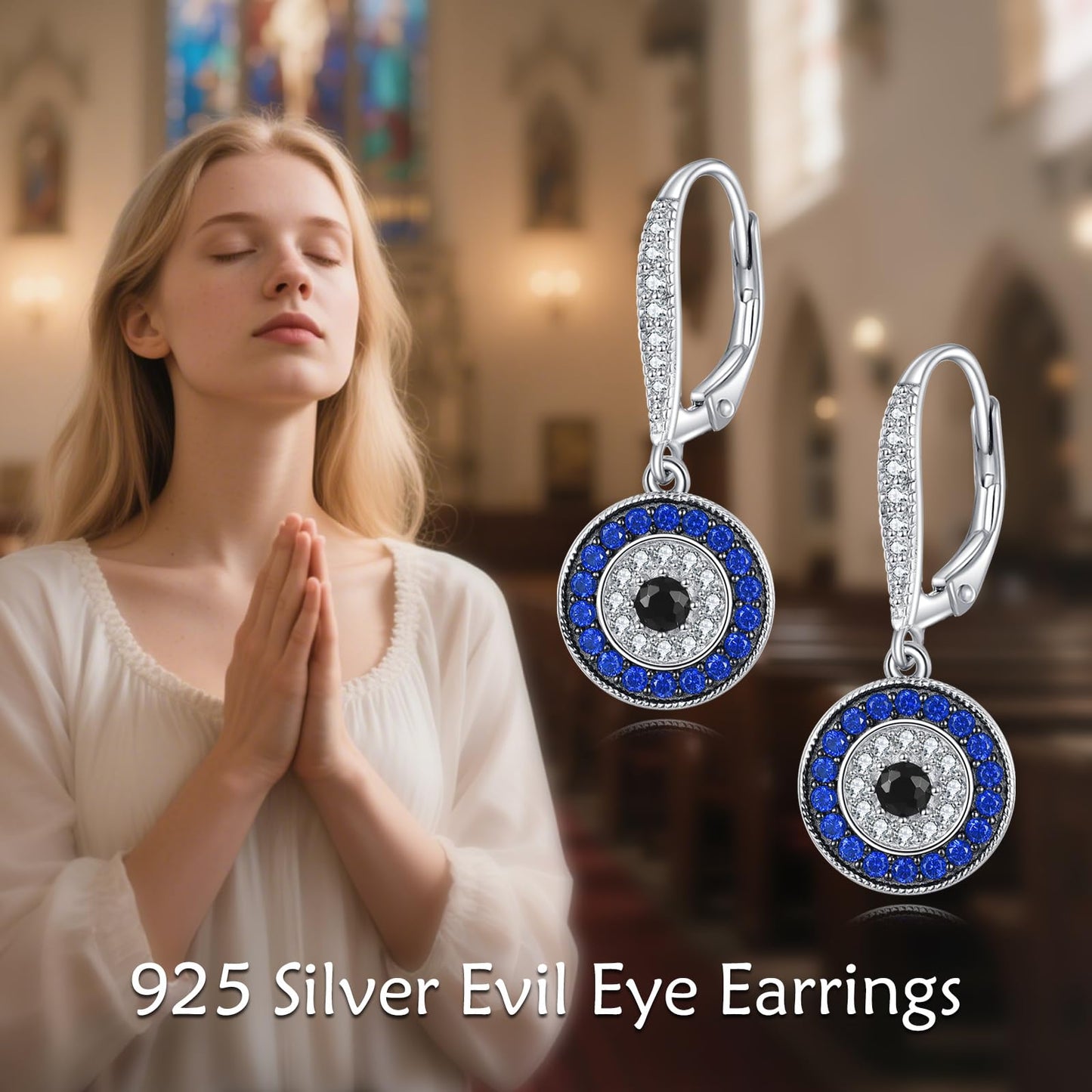 YFN Evil Eye Earrings for Women Sterling Silver Eye Dangle Earrings Minimalis Jewelry Gifts (Silver-Evil Eye Earrings)