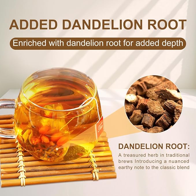 Dandelion Chrysanthemum Cassia Seed Herbal Tea Bag, with Burdock Root, Honesuckle, Goji Berries Liver Cleanse and Detox Tea 30 Count