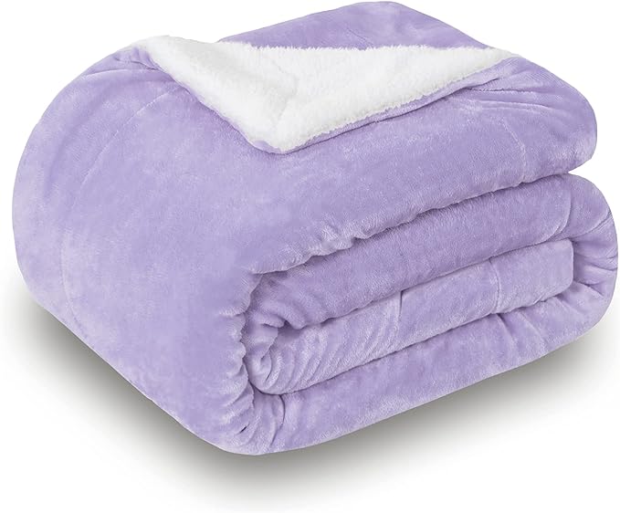 SOCHOW Sherpa Fleece Throw Blanket, Double-Sided Super Soft Luxurious Plush Blanket Throw Size, Lilac, 50x60 inches