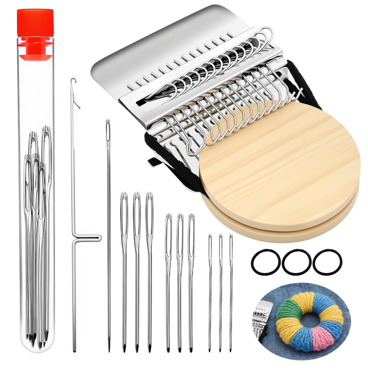 PatchMaker 2.0 Kit, Xincarimo Mini Portable Patch Darning Looms Kit, Patchwork Weaving Tool Set for Quickly Sewing Repair, Loom Knitting Kit for Beginners (14 Hooks)