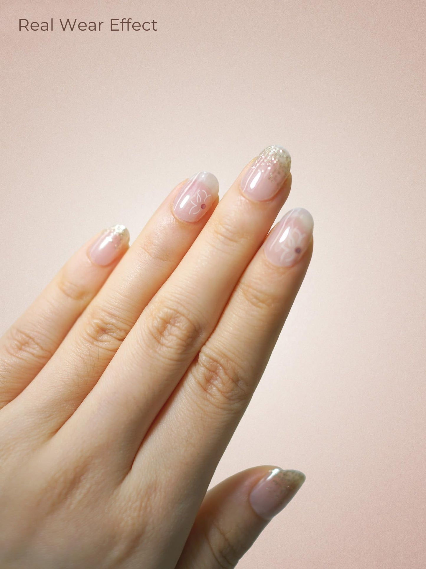 Beaolata Real Gel Nail Strips (No UV Light Needed) - 44Pcs Salon Quality Nail Stickers - Long Lasting Polish Wraps for Women, Easy Apply & Remove (Sugarplum Pink)