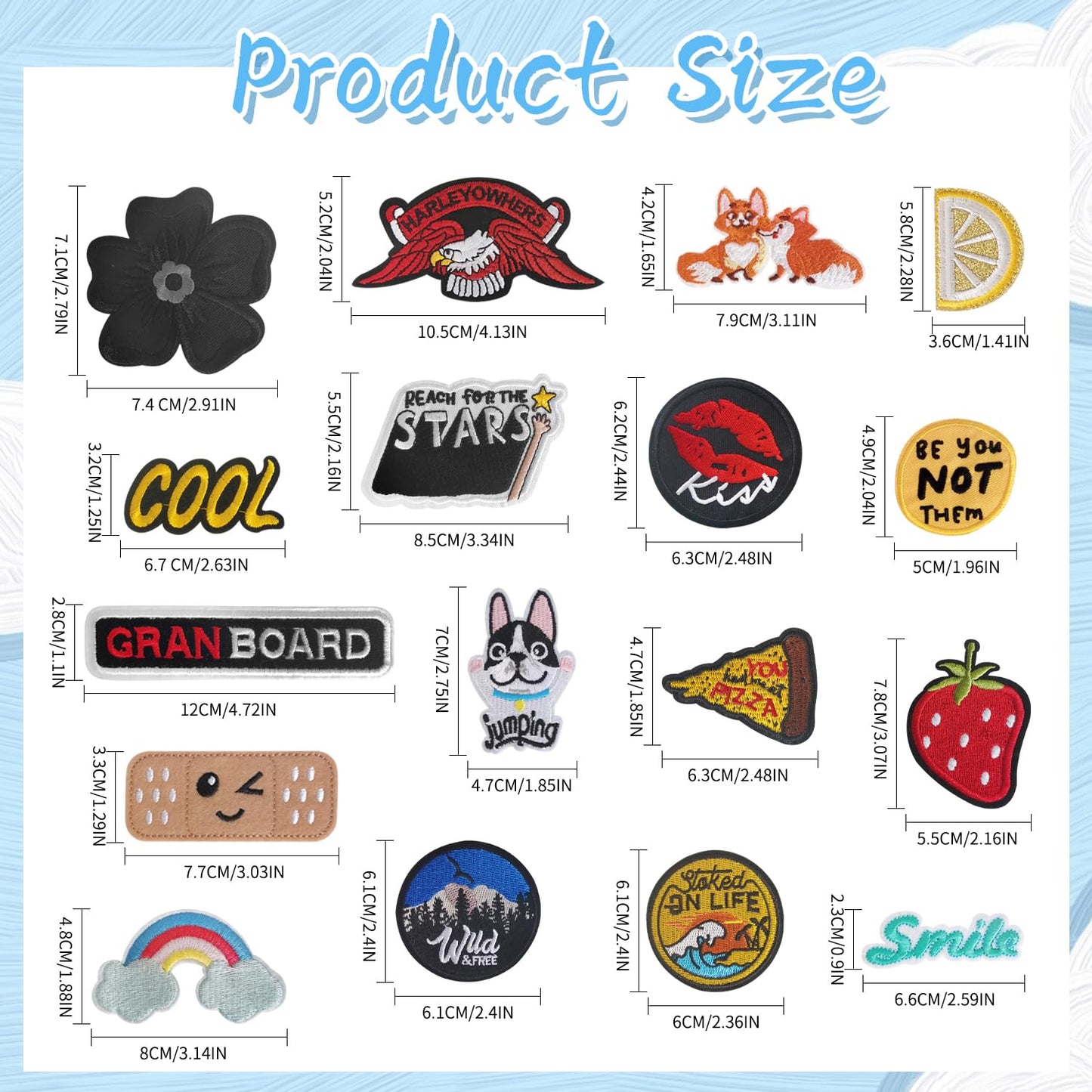 60Pcs Random Assorted Styles Embroidered Patches, Sew on/Iron on Patch Applique for Clothes, Dress, Hat, Jeans, DIY Accessories