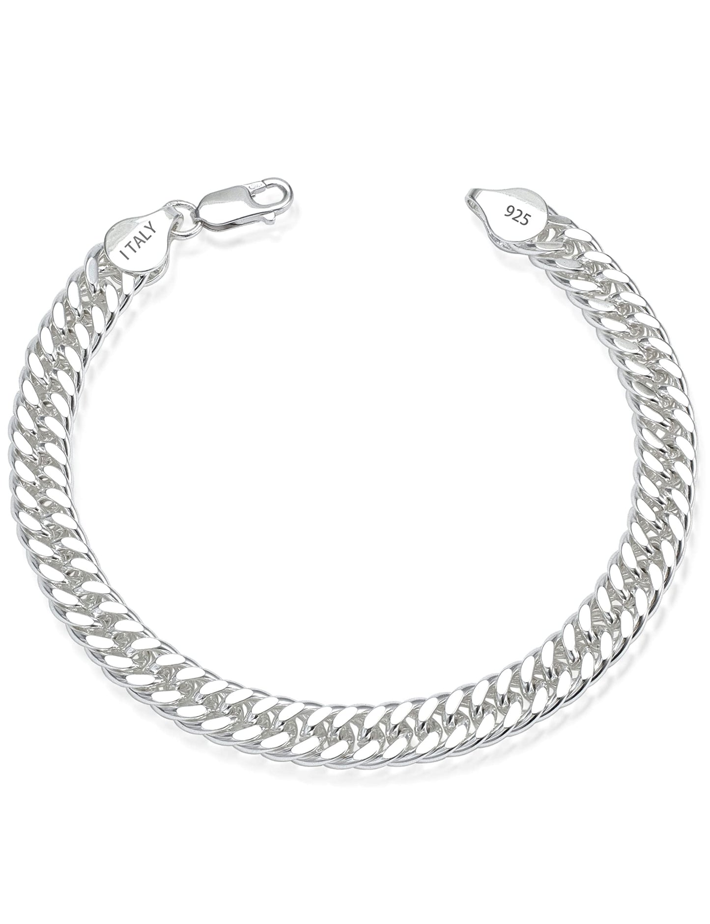 ASDULL 925 Sterling Silver Cuban Bracelets 8mm Silver Bracelets for women Cuban Link Bracelet for men 7 Inches
