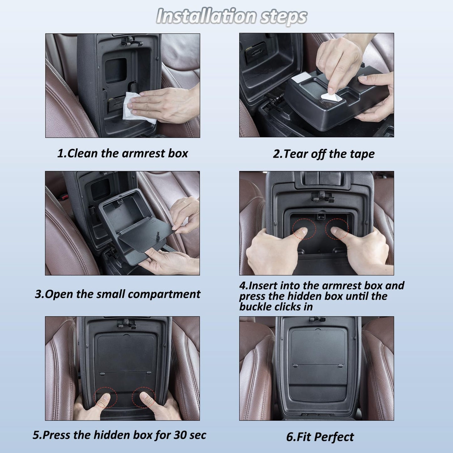 JKCOVER Center Console Hidden Organizer Box Compatible with Jeep Wrangler JK/JKU 2011-2016 2017 2018 Accessories Armrest Secret Compartment One-Touch Hidden Storage （Patent Design）
