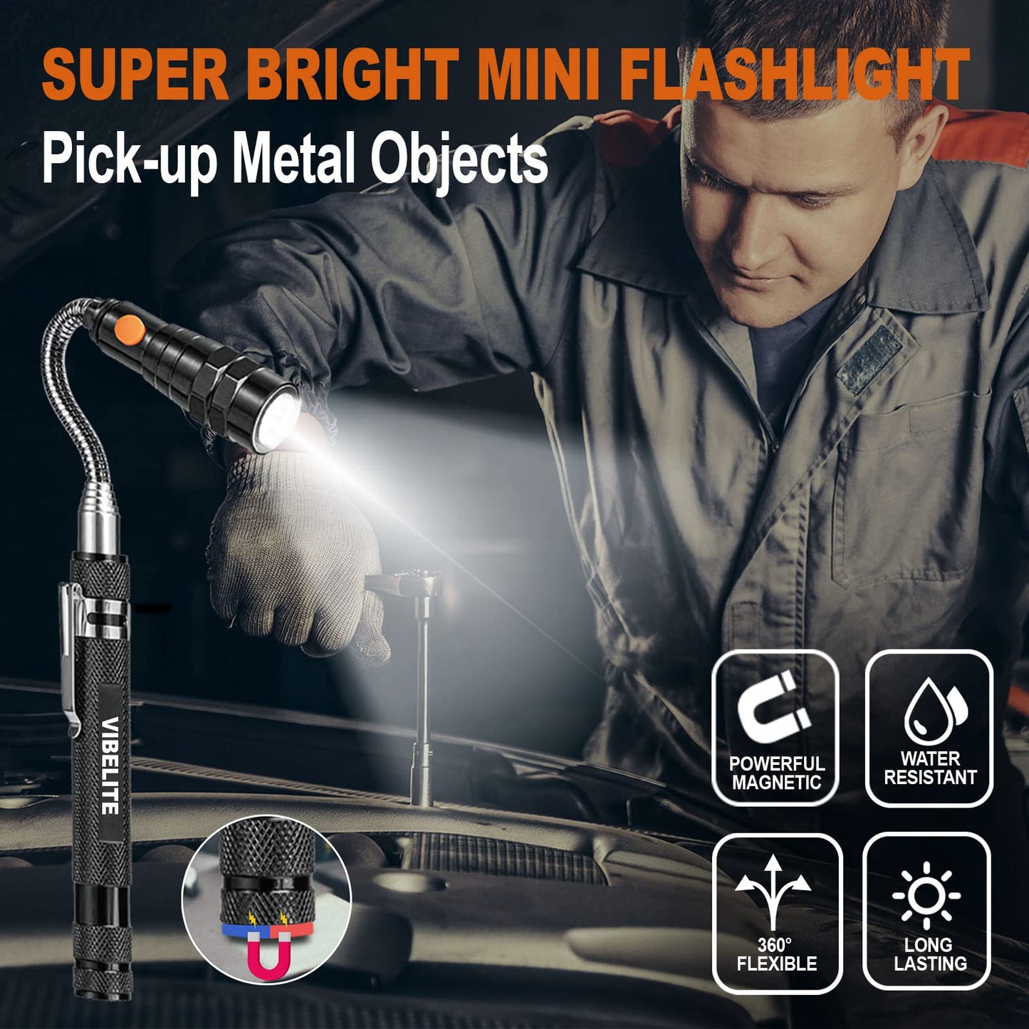 Magnetic Pickup Tool and 6 in 1 Multitool Pen with Touch Screen Stylus, Rulers, Bubble Level, Flathead, Phillips Screwdriver, Ballpoint Pen, BIrthday Gifts for Men, Him, Dad, Mechanic, Women, 2Pack