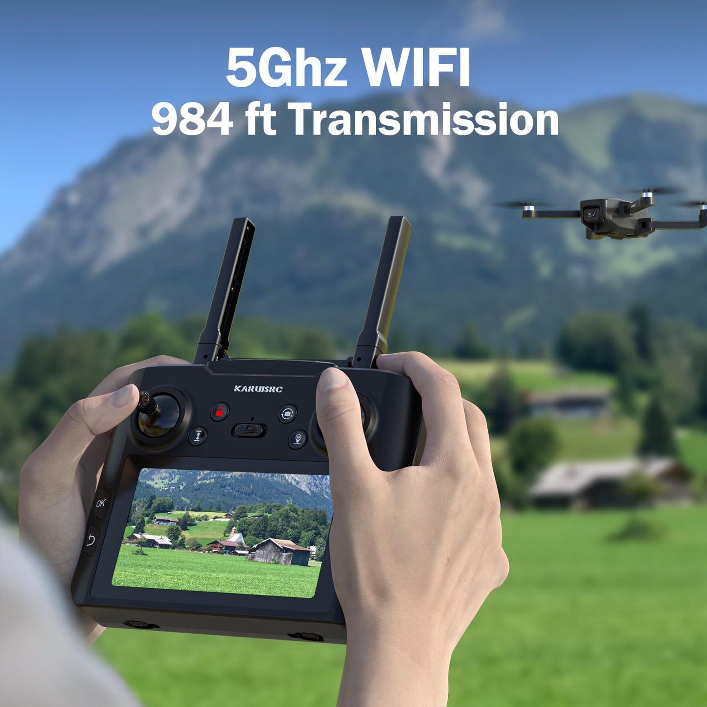 K600GPS Drone with Camera for Adults, 4.5 inch LCD RC Screen, 32G SD Card, GPS Drone Auto Return, Gesture Flight, Brushless Motor, Optical Flow,3 Speeds for Adults/Beginners, Under 249g