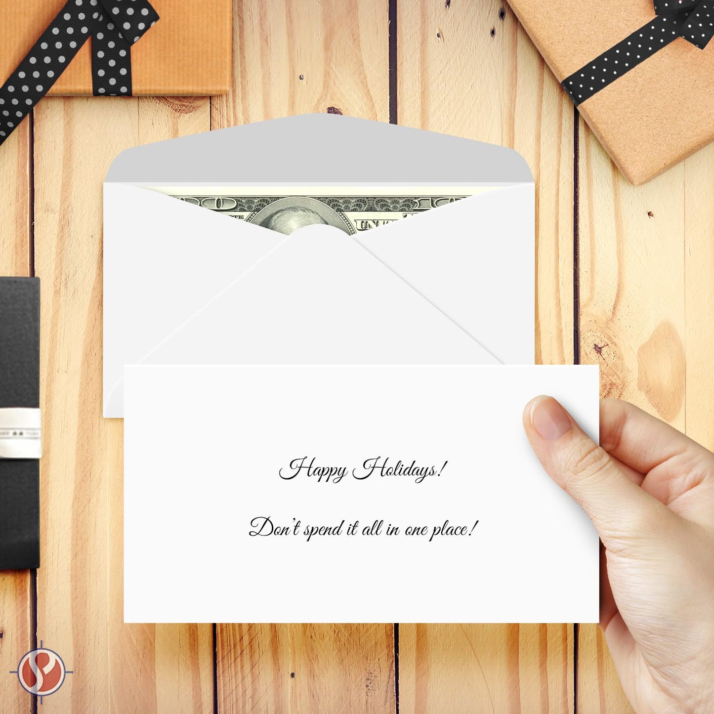 Happy Holidays Envelopes with Blank Cards for Notes – Cash Money, Check and Currency Holder, Nice Winter Christmas New Year Greeting, Coins, Presents & Gift Cards | 3-5/8" x 6-1/2" | 25 per Pack