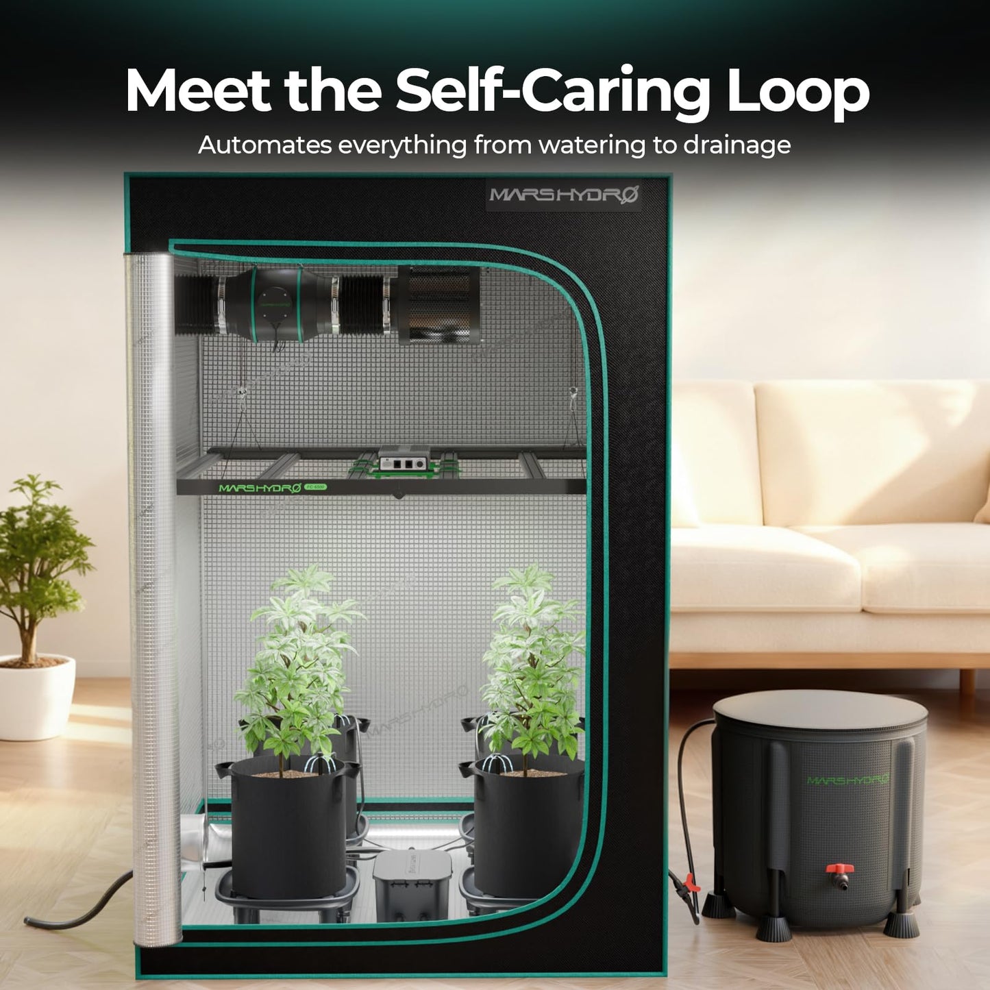MARS HYDRO Drainage Trays 2-Pack Pot with Drainage Pipe for Grow Tents Greenhouses & Patio Plants